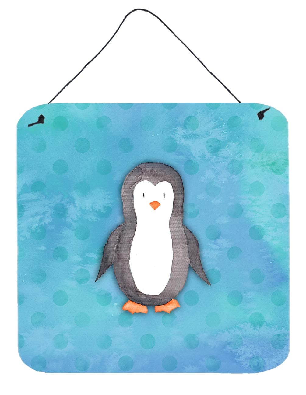Caroline's Treasures Polkadot Penguin Watercolor Metal Print, 6" H x 6" W, Multicolor