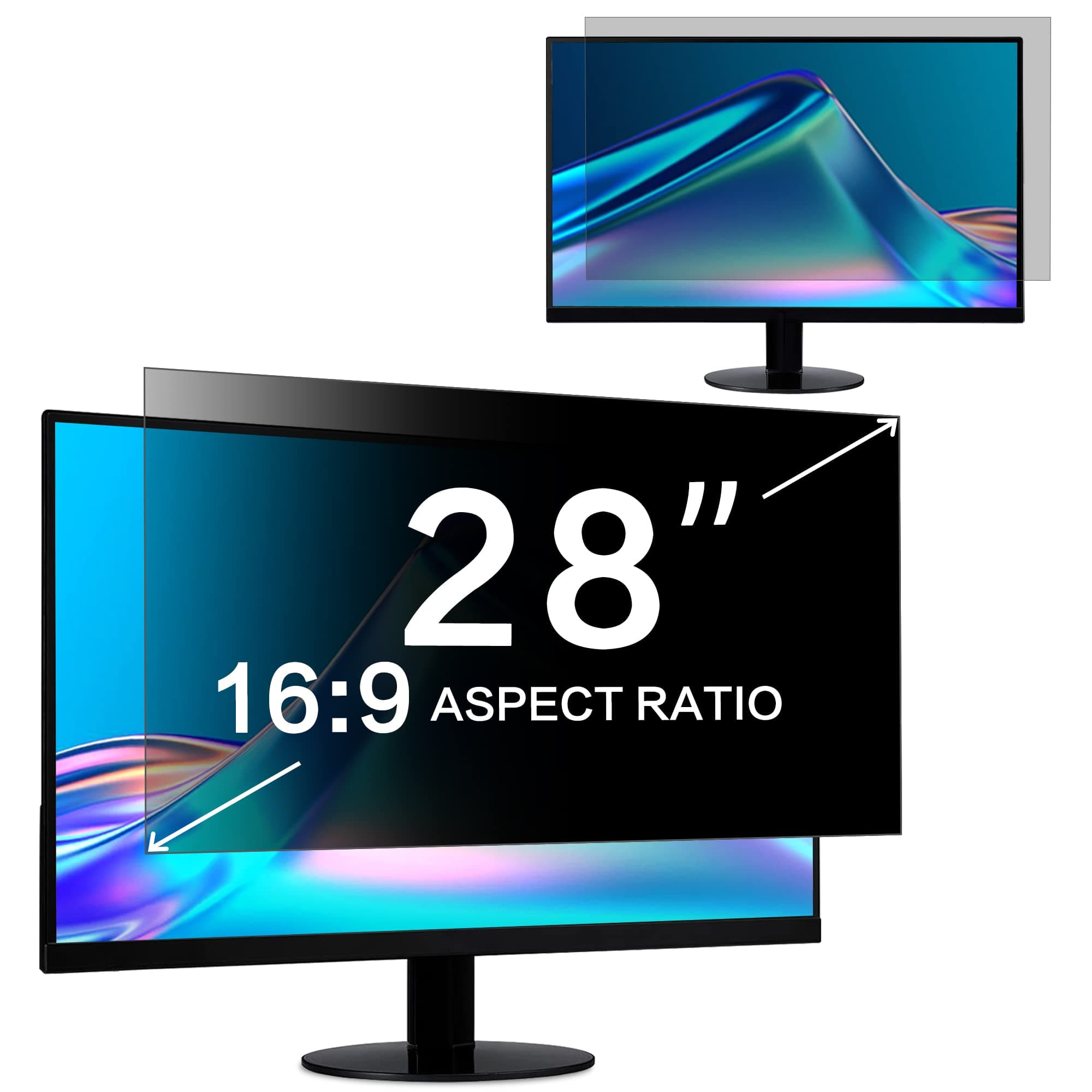 28 Inch Computer Privacy Screen Filter for 16:9 Widescreen Computer Monitor 24.4"x13.7" - Computer Screen Privacy Shield and Anti Blue Light Anti Glare Screen Protector