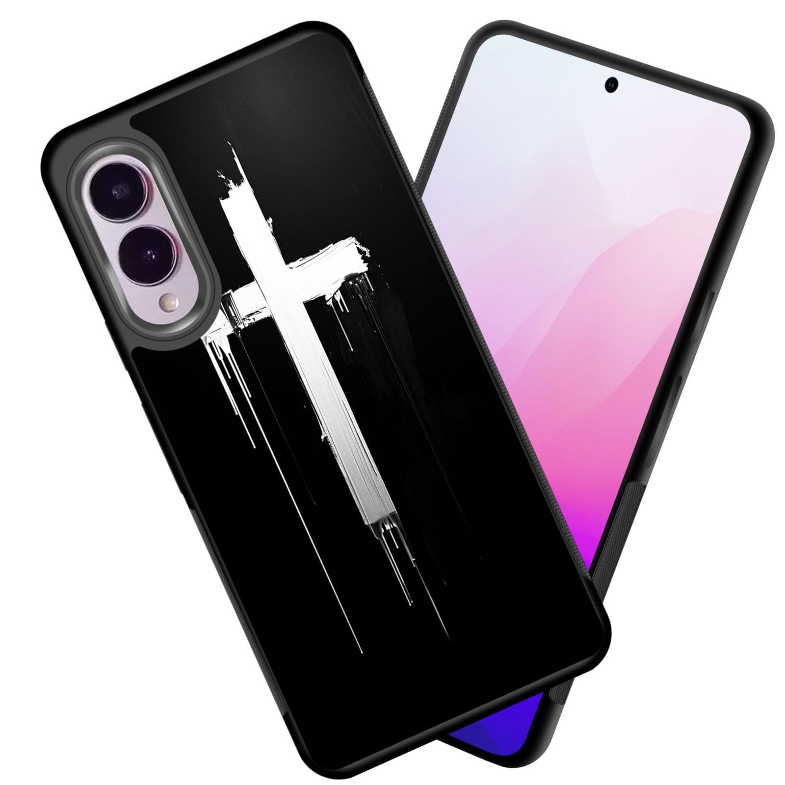smauncucn for Galaxy S25 Edge Case,Slim Anti-Scratch Tire Anti-Skid Edges Shockproof TPU Back Protective Cover Case for Samsung Galaxy S25 Edge 2025,Black White Cross