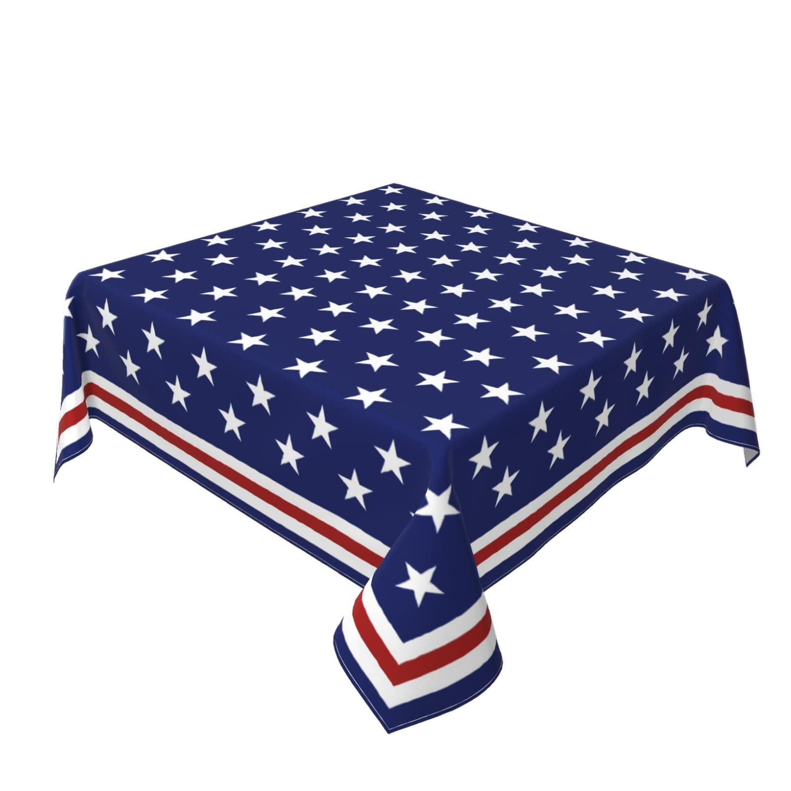 4th of July Tablecloth Square 54x54 Inch Blue Patriotic Star Stripe American Flag Independence Day Memorial Holiday Decorative Table Cloth Farmhouse for Indoor Party Kitchen Dinner Picnic Decor
