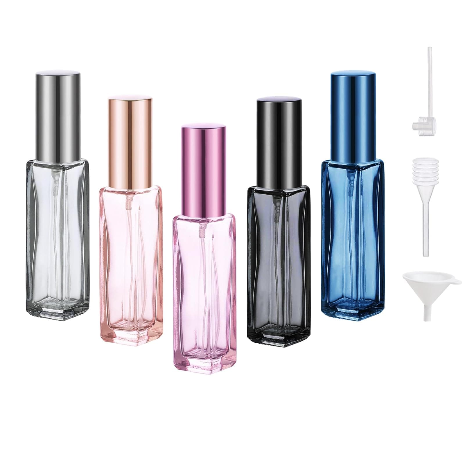 ILZAR 5pcs Portable Perfume Travel Refillable, 10ml Glass Perfume Bottles Empty, Leakproof for Cologne Travel Bottle Refillable, Perfume Atomizer Travel With Perfume Decanter Kit