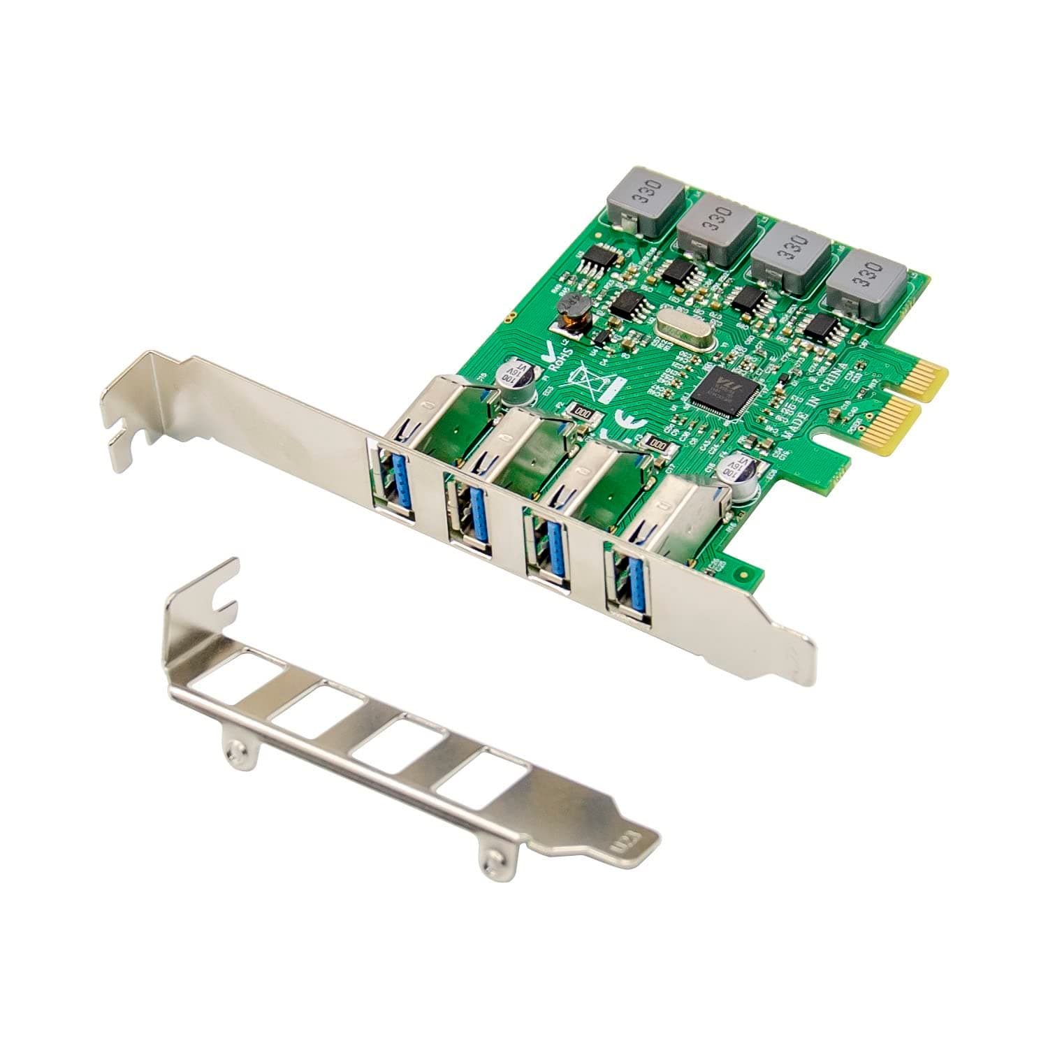 X-MEDIA 4-Port USB 3.0 PCI Express (PCIe) Adapter Card - PCI-E to USB 3.0 Expansion Card - VIA VL805 Chipset - Built-in Self-Powered - Full/Low Profile Bracket Included [XM-PEX-U304S]