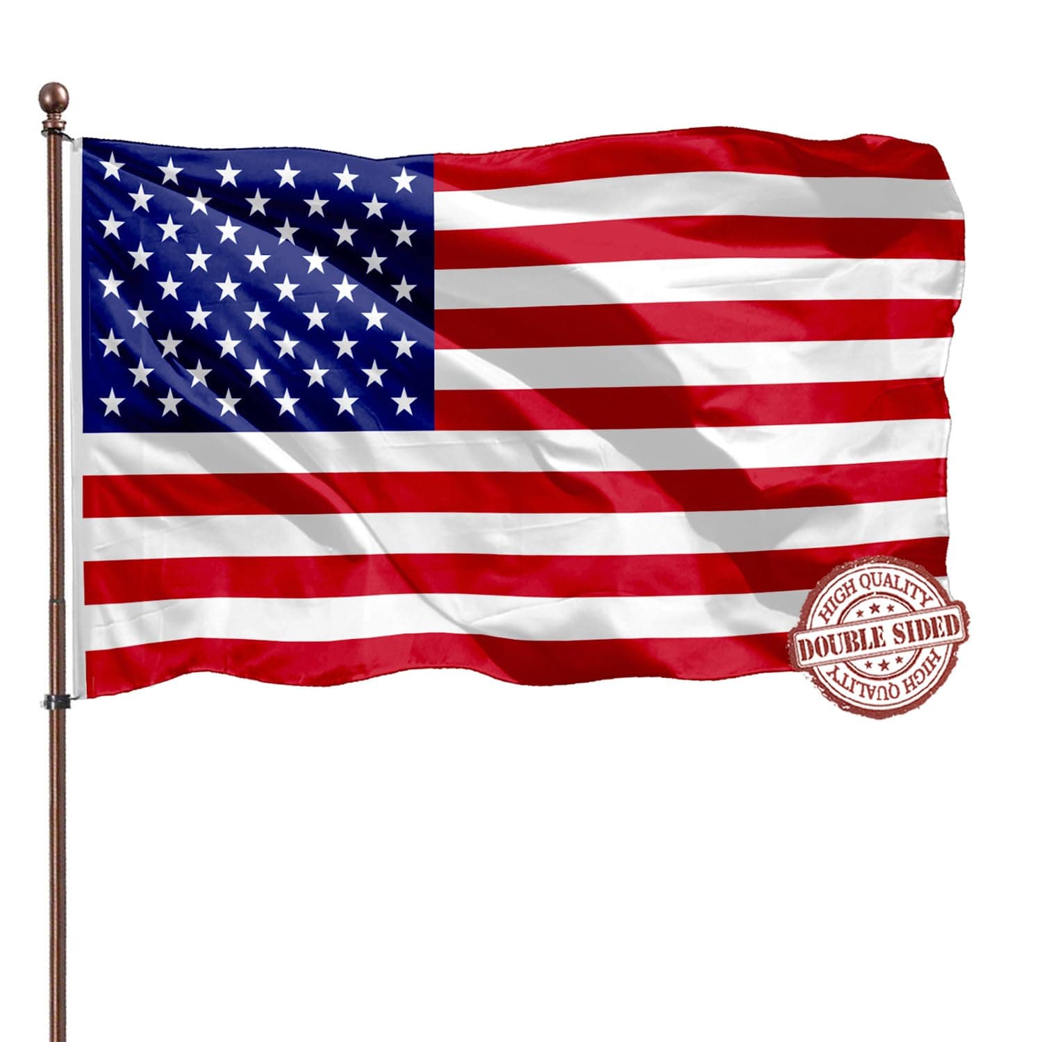 American Flags Double Sided Outdoor 4x6-3 Layers Polyester 240D Vivid Colors USA Flag 4x6 Heavy Duty Outdoor 4 Rows Sewn and Header