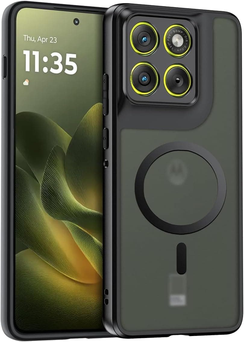 Guizzcg Magnetic Case for Moto Edge 70 Case [Compatible with Magsafe Accessory] Translucent Matte Back Shockproof Protective Phone Case, Matte Black