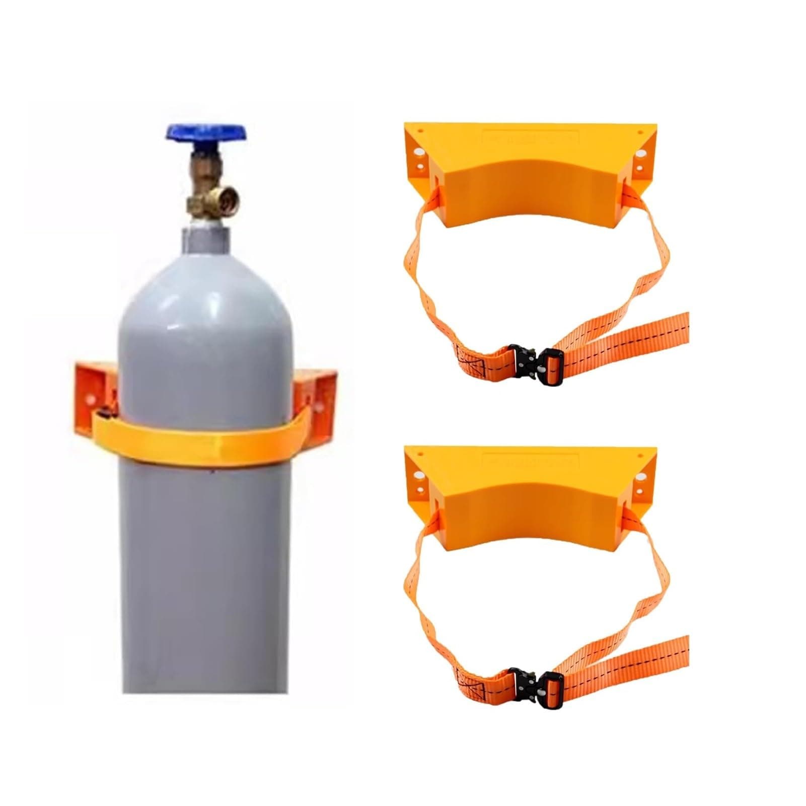 Oxygen Tank Holder Wall Mount Oxygen Cylinder Holder with Screws, Oxygen Rack with Adjustable Safety Chain, for Propane/Acetylene, Clinics Cylinder Storage Organizer Stand(Orange)