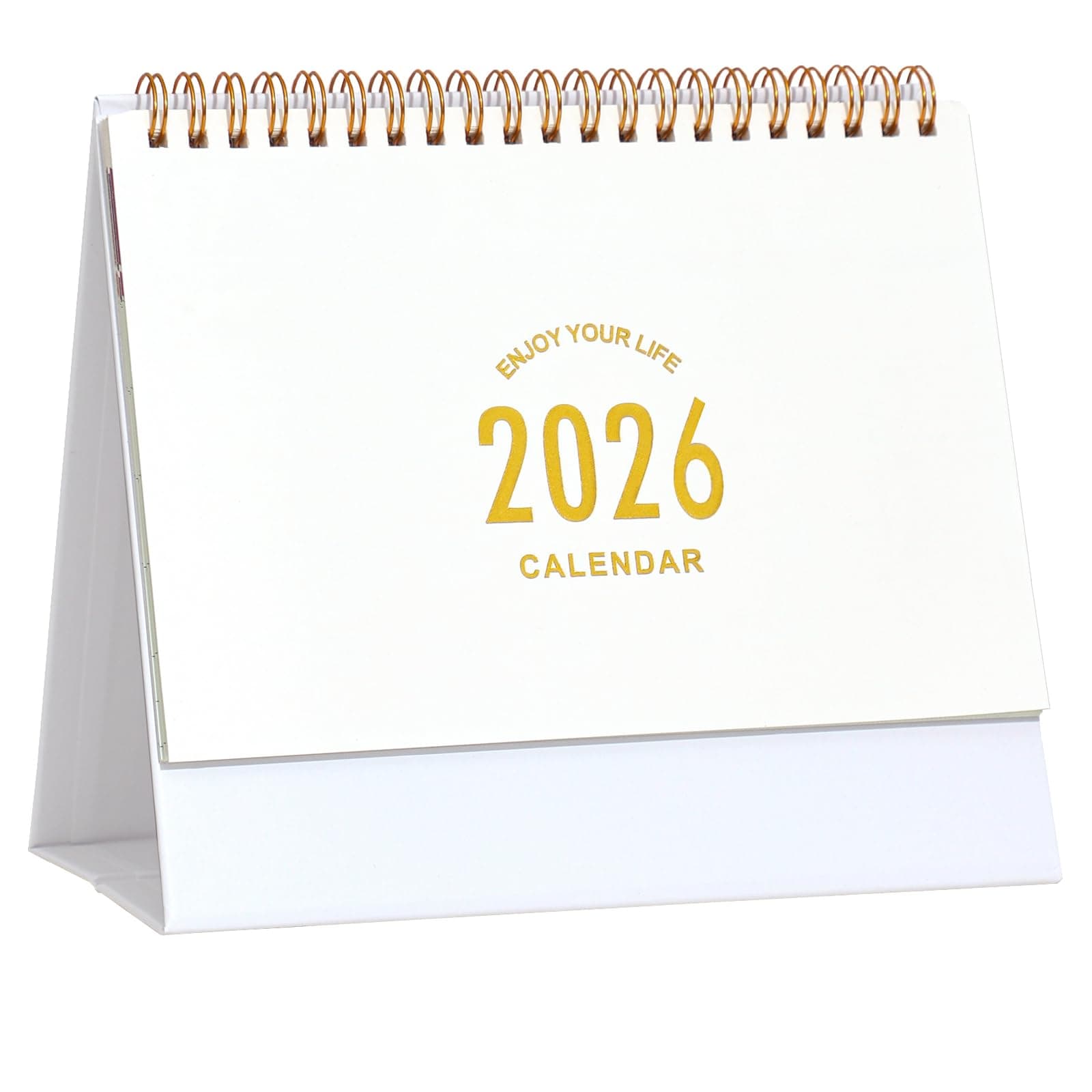 Small Desk Calendar 2026, Desktop Calendar from Now to Dec 2026, Metal Ring Twin-Wire Binding Monthly Desktop Calendar for Home Office School (White)