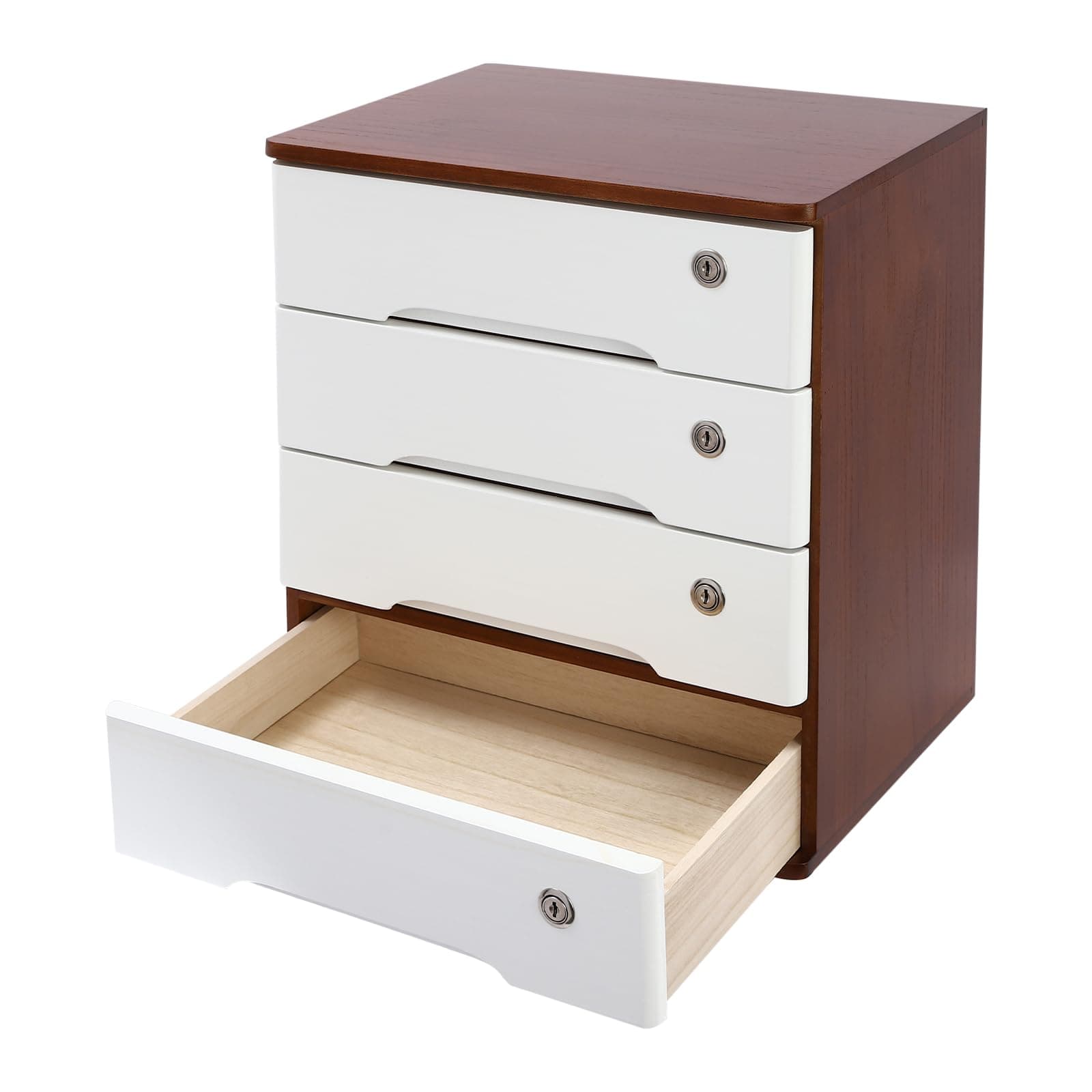 BENTFL 4-Tier Desk Organizer with Lockable Drawers, 8 Keys, Wooden Desktop Storage Box, Categorized Storage Desktop File Cabinet(Walnut)