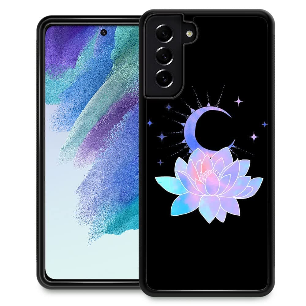 ZHEGAILIAN Compatible with Samsung Galaxy S21+ Case,Non-Slip Soft TPU Bumper Shockproof Protective Case Compatible with Samsung Galaxy S21+ 6.7 inch for Women-Moon Lotus Flower