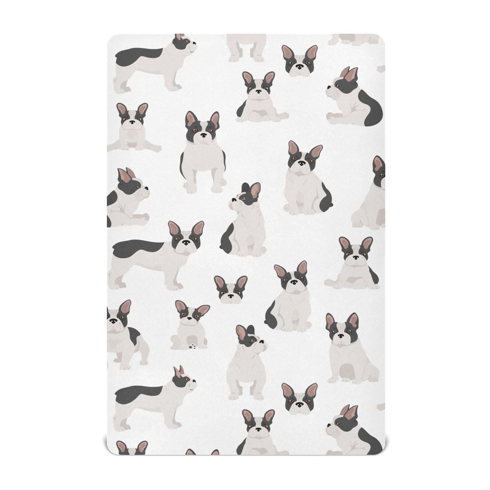 Crib Sheets for Boys French Bulldog Pattern White Toddler Baby Girl Sheets for Crib,Neutral Mini Crib Nursery Mattress Sheets Fitted,Crib Mattress Soft & Breathable 52 * 28 * 9In