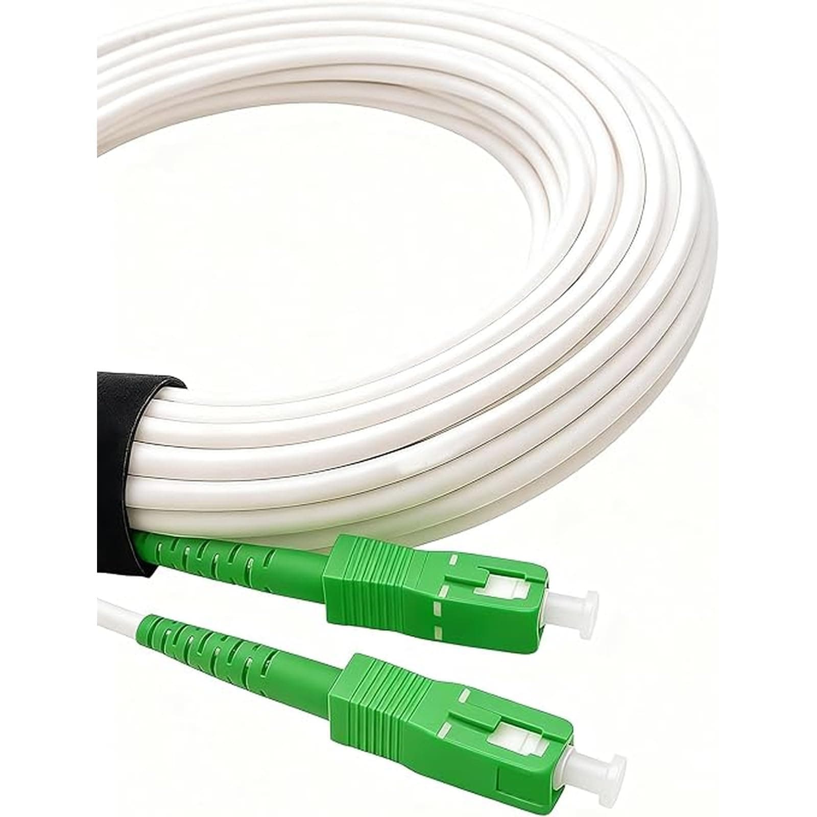 Elfcam® - 50m/164.04ft Fiber Optic Cable SCA to SCA Simplex Singlemode 9/125μm LSZH, Compatible with FTTH Cables, Rogers, Bell and Telus, White Color, 50 Meters