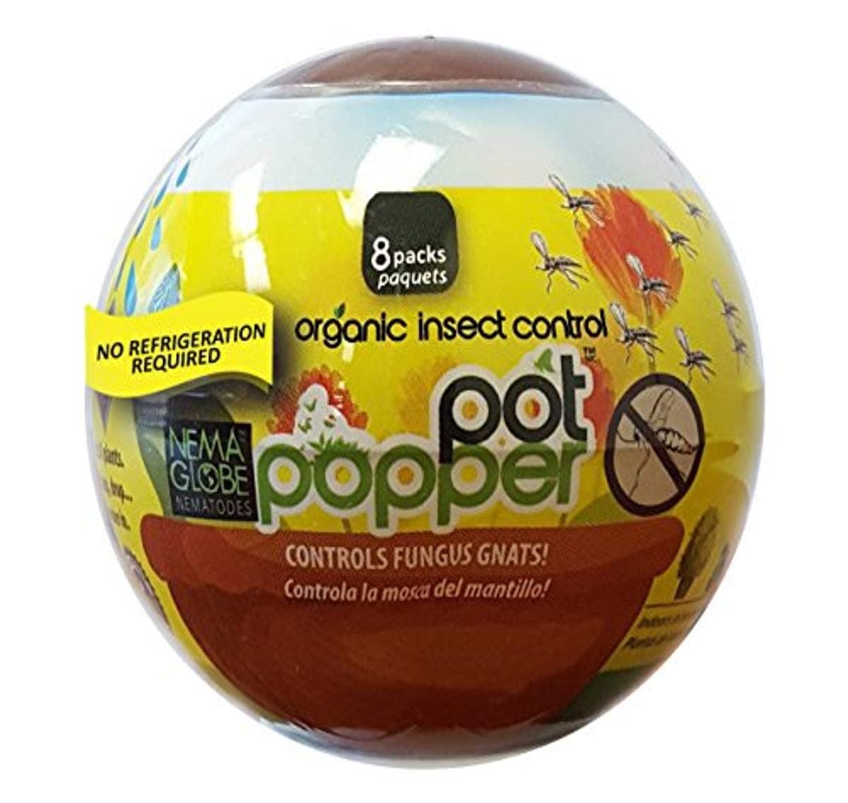 Nema Globe Pot Popper Organic Indoor Fungus Gnat & Insect Control 8x1 Million Beneficial Nematodes (S.Feltiae) , white