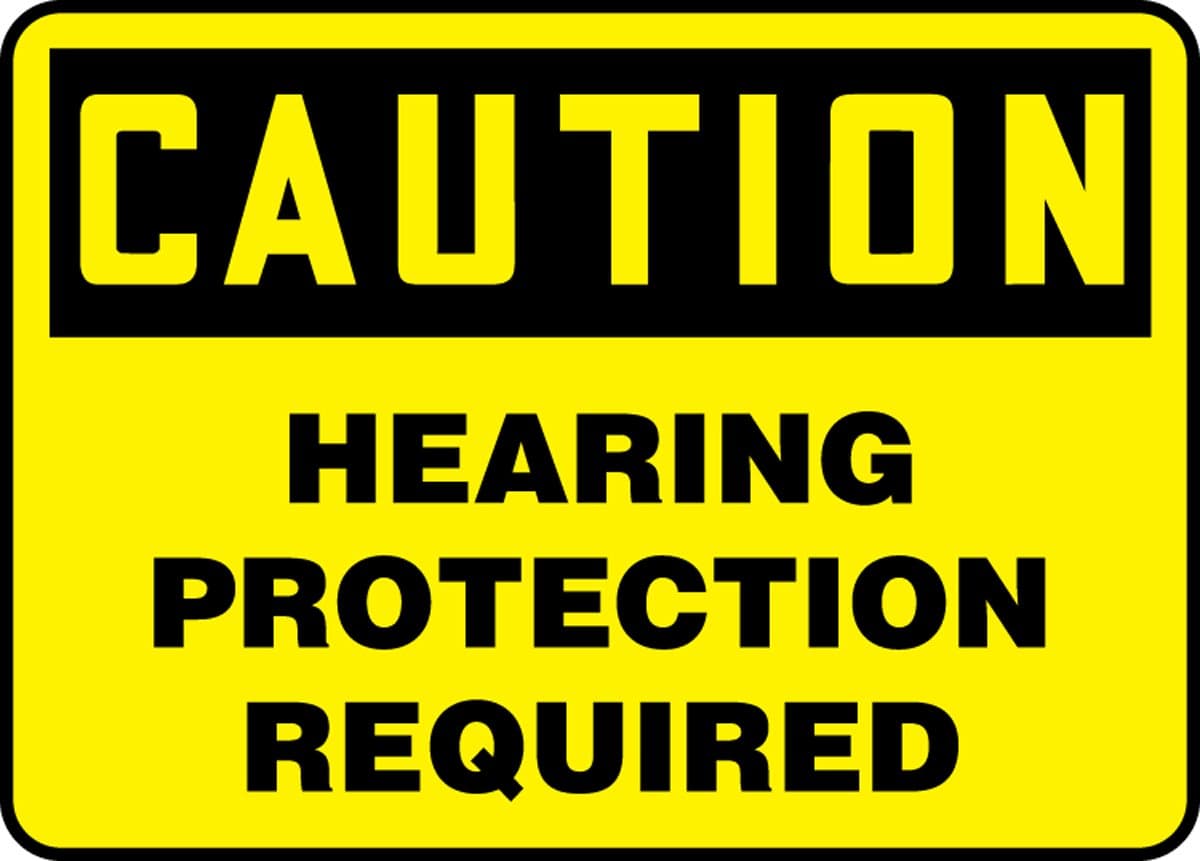 Accuform MPPE792VP Plastic Safety Sign, "Caution Hearing Protection Required", 7" Length x 10" Width x 0.055" Thickness, Black on Yellow