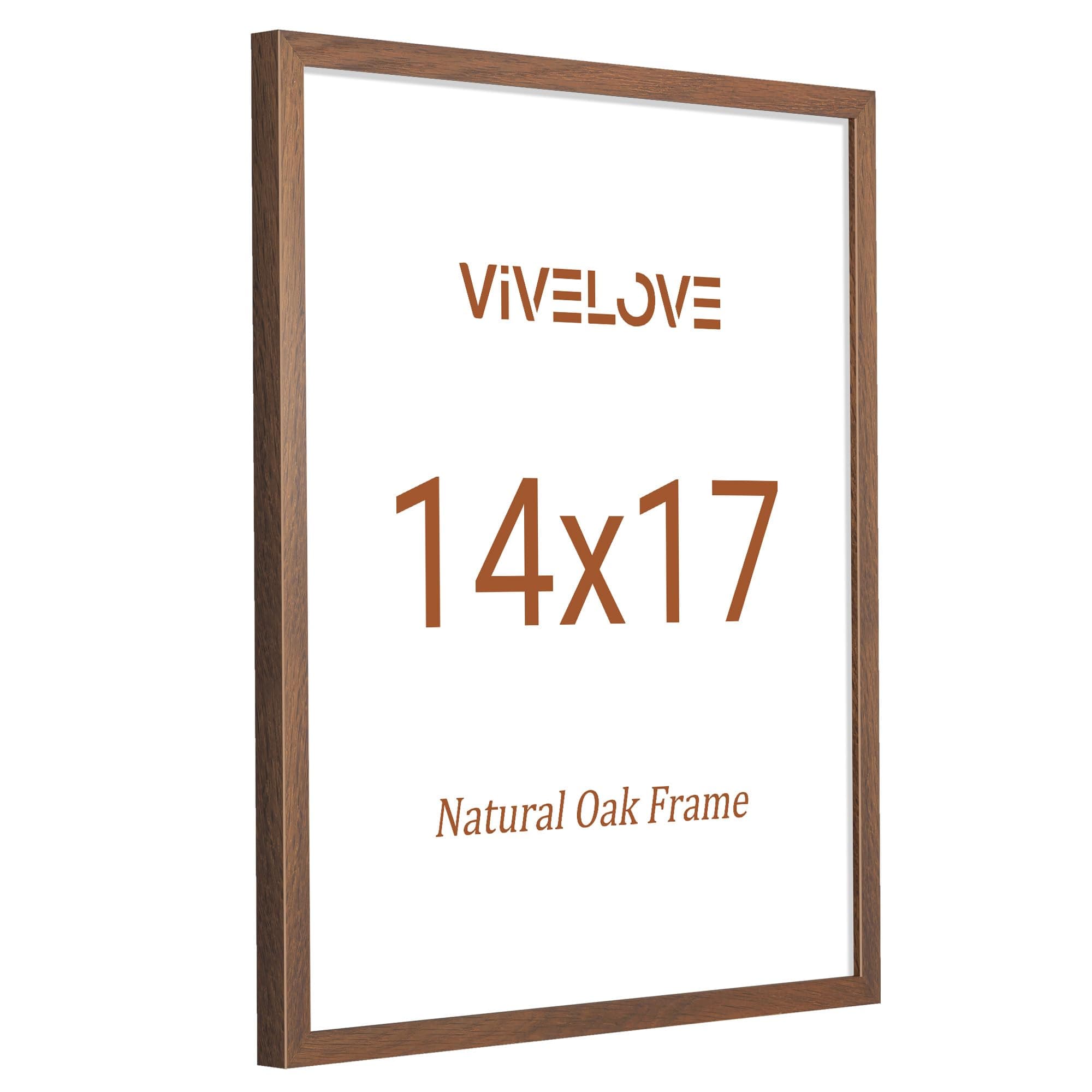 Vivelove 14x17 USA-Sourced Natural Oak Wood Photo Frame with Tempered Glass, 1 Pack