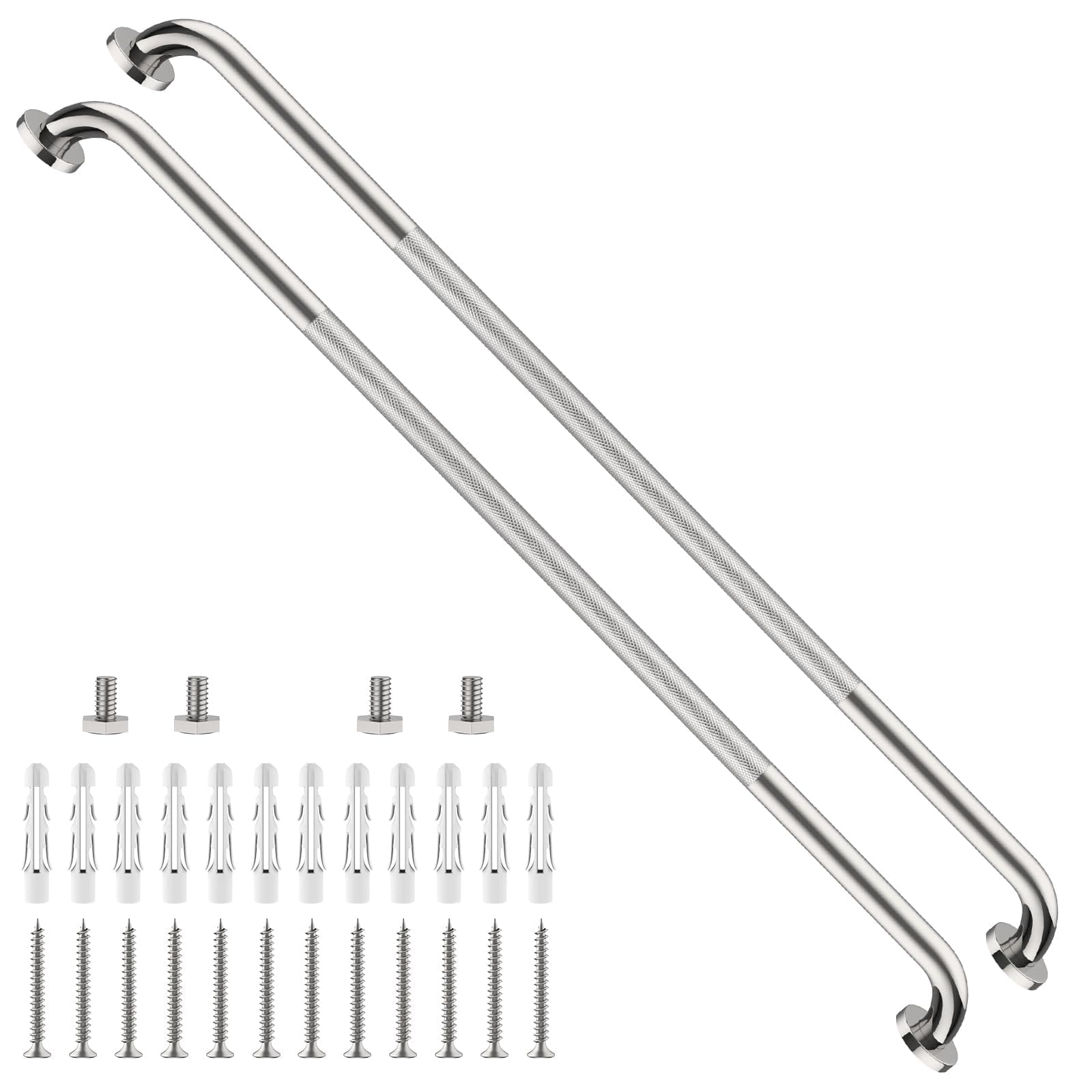 47 Inch Polished Chrome Shower Grab Bar w/Anti-Slip Knurled Grip,YuanDe Stainless Steel Bathroom Grab Bars, Safety Bar Balanced Handrail, Handicap Injury Elderly Assist Support Shower Handle