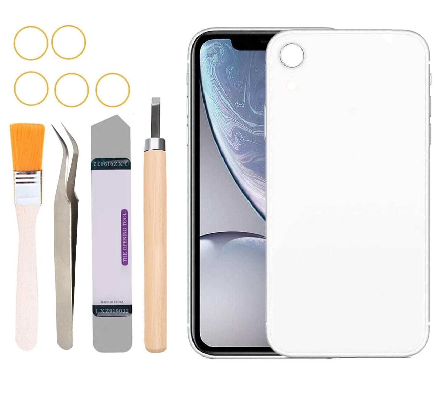 Yuntunele Back Covers Glass Replacement for iPhone XR with Repair Tools (White)