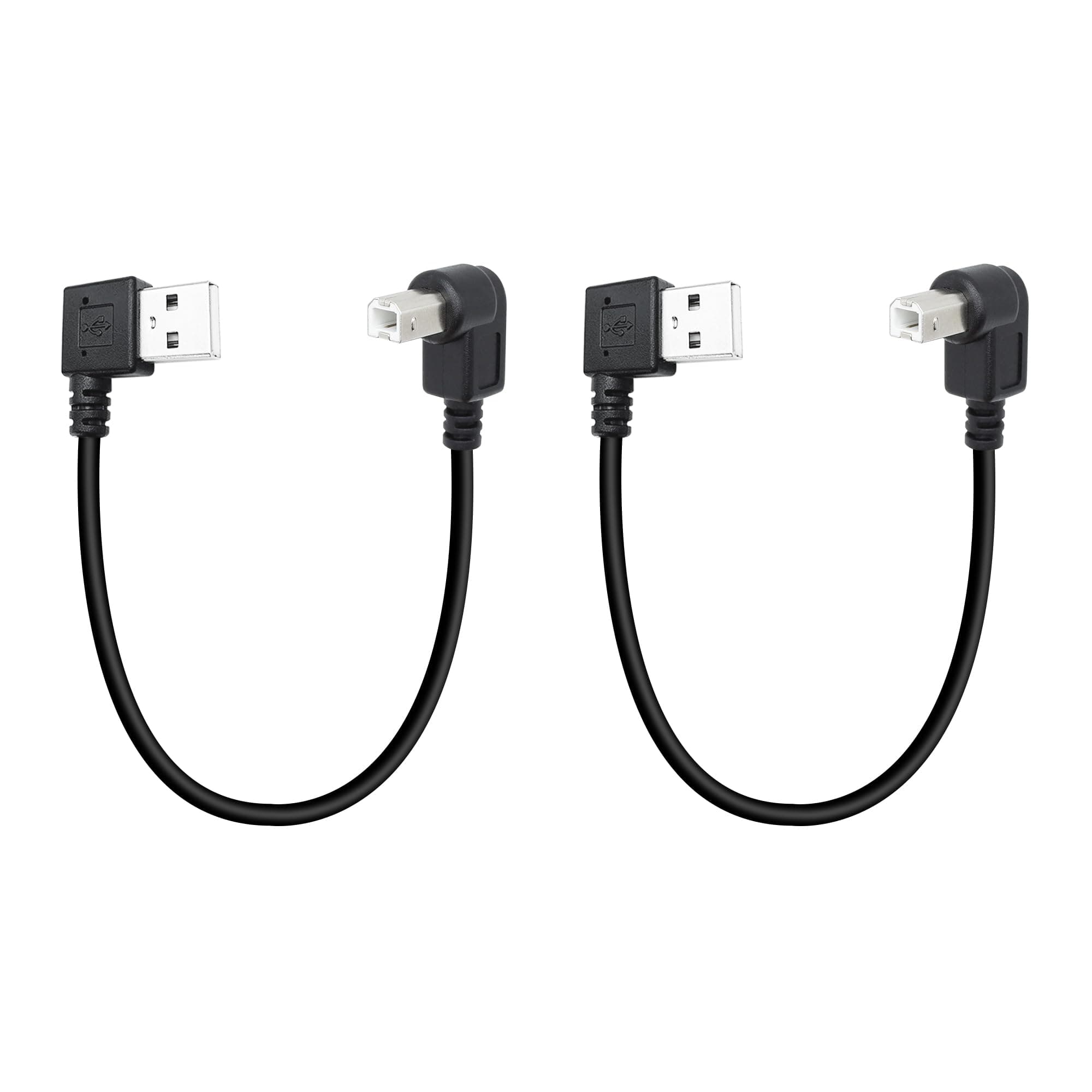 Xilaghy 90 Degree Short USB Printer Cable 25CM Right Angle USB 2.0 Type A Male to Up Angle B Male Scanner Cable Cord(2 Pcs)