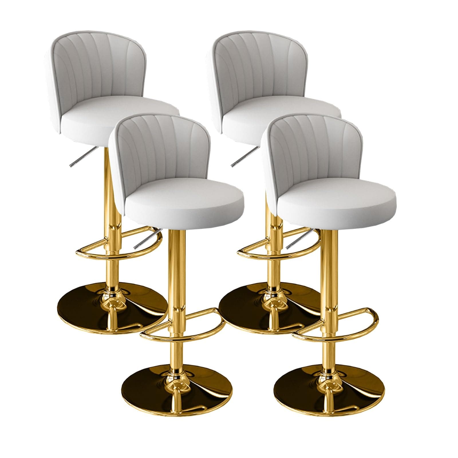 Swivel Counter Bar Stools -Adjustable Leather Swivel Barstools-with Back and Footrest Counter Height Bar Stool for Island/Pub/Kitchen(Beige Gold feet,4PCS)