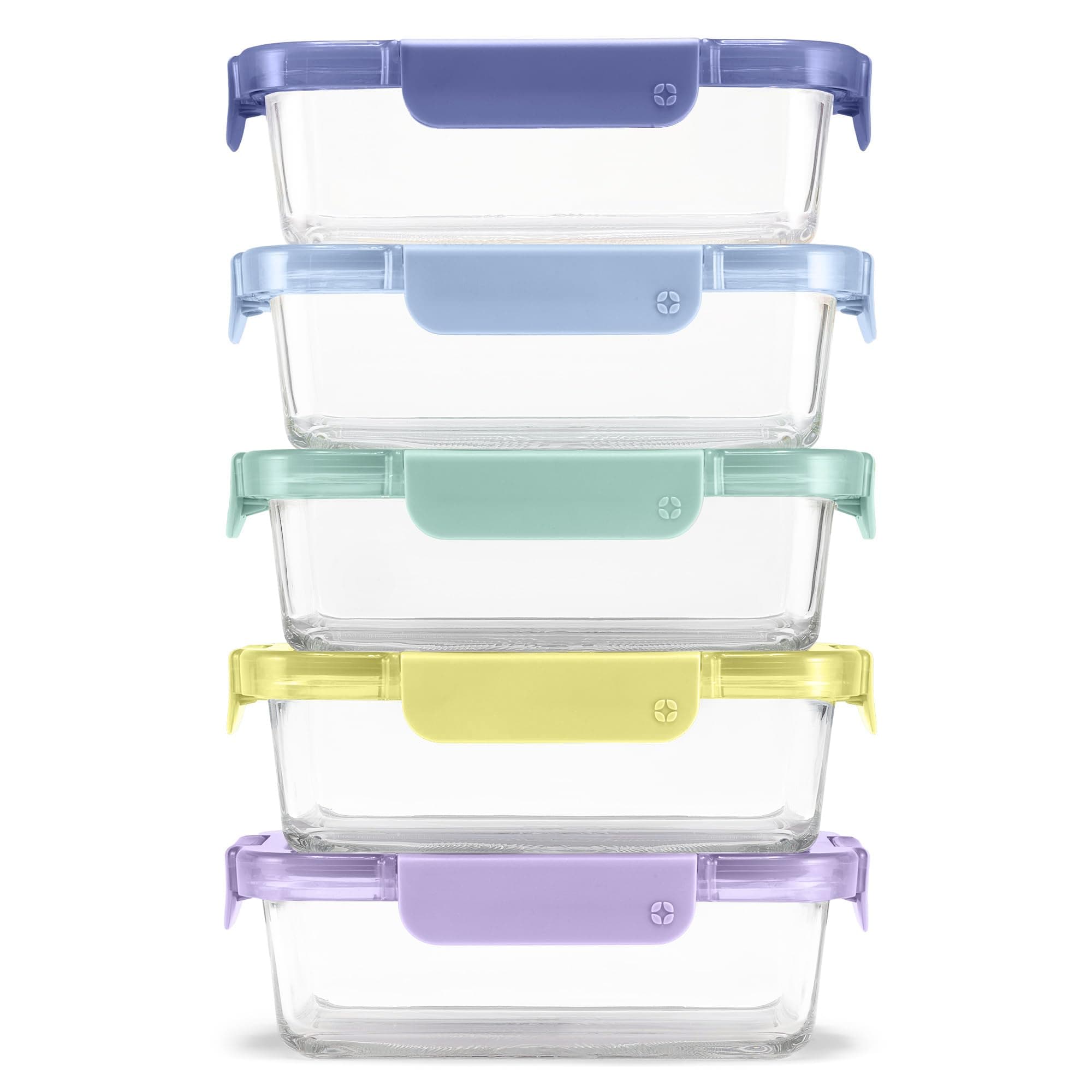 Ello 3.4 Cup 10Pc, 5 Pack Glass Meal Prep Sets Leak-Proof Glass Food Storage Containers with Airtight BPA-Free Plastic Lids, Dishwasher, Microwave, and Freezer Safe