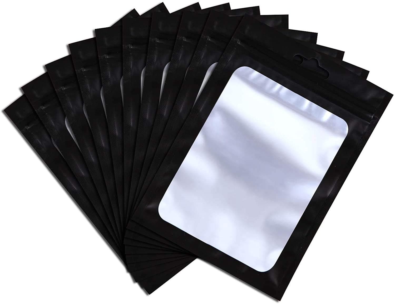 100 Pcs Mylar Bags, Smell Proof Resealable Clear Window Black 4.72×7.87 in