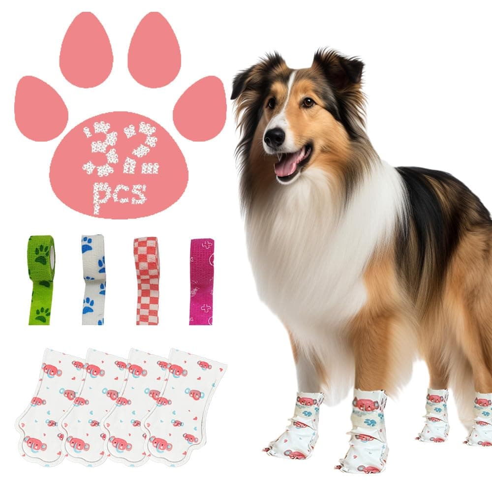 32Pcs Disposable Dog Booties for Dogs Cats Paw Protector,Size Medium