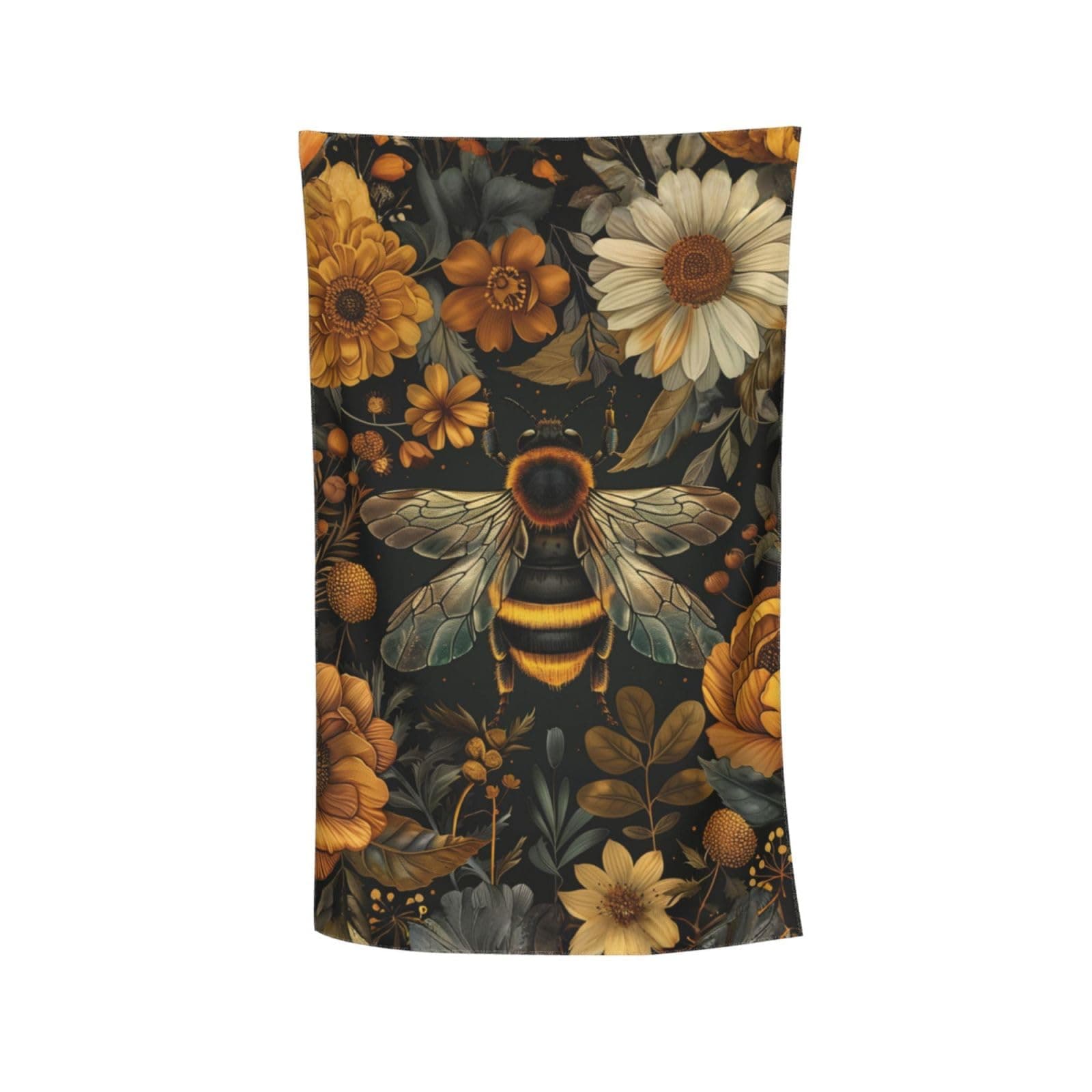 MIEPOS Cute Bee Beach Towel,32x52in,Quick-Dry Sand-Free Flower Bath Towels,Microfiber Lightweight for Travel Pool Yoga Beach Outdoor Activities Decor Accessories Gifts (Vintage Honeybee)