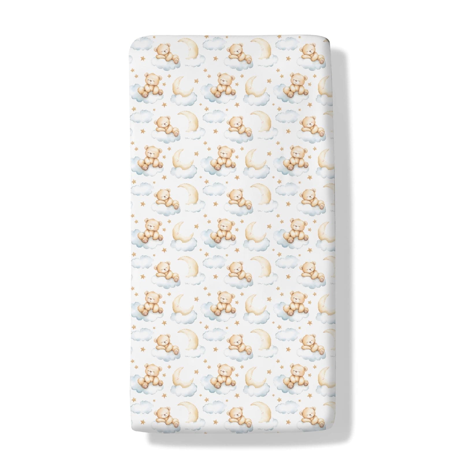 Cartoon Bear Baby Crib Sheets Fitted Crib Sheet for Boys Girls Cute Bear Moon Stars Clouds Baby Sheet for Standard Crib Toddler Nursery Bed Mattress Sheets 52x28in