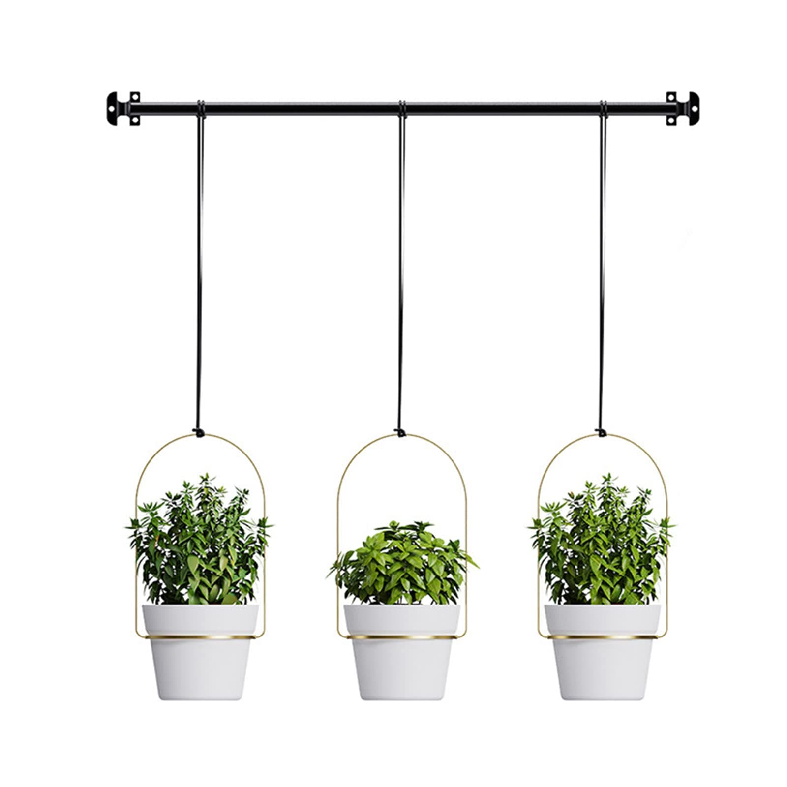 HYLYING Hanging Planters for Window, Hanging Plant Holder with 3 Plant Pots Metal Modern Wall and Ceiling Planter Flower Pot for Wall, Kitchen, Window
