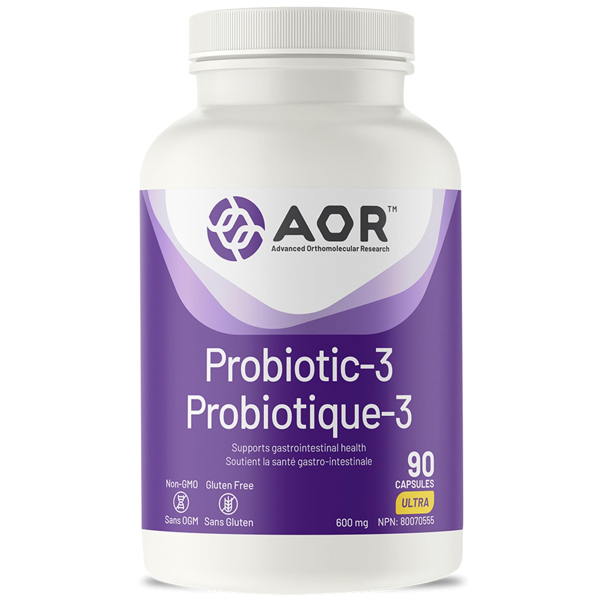 AOR Probiotic 3, Probiotics, Intestinal Health, 90 Capsules, 45 Day Supply