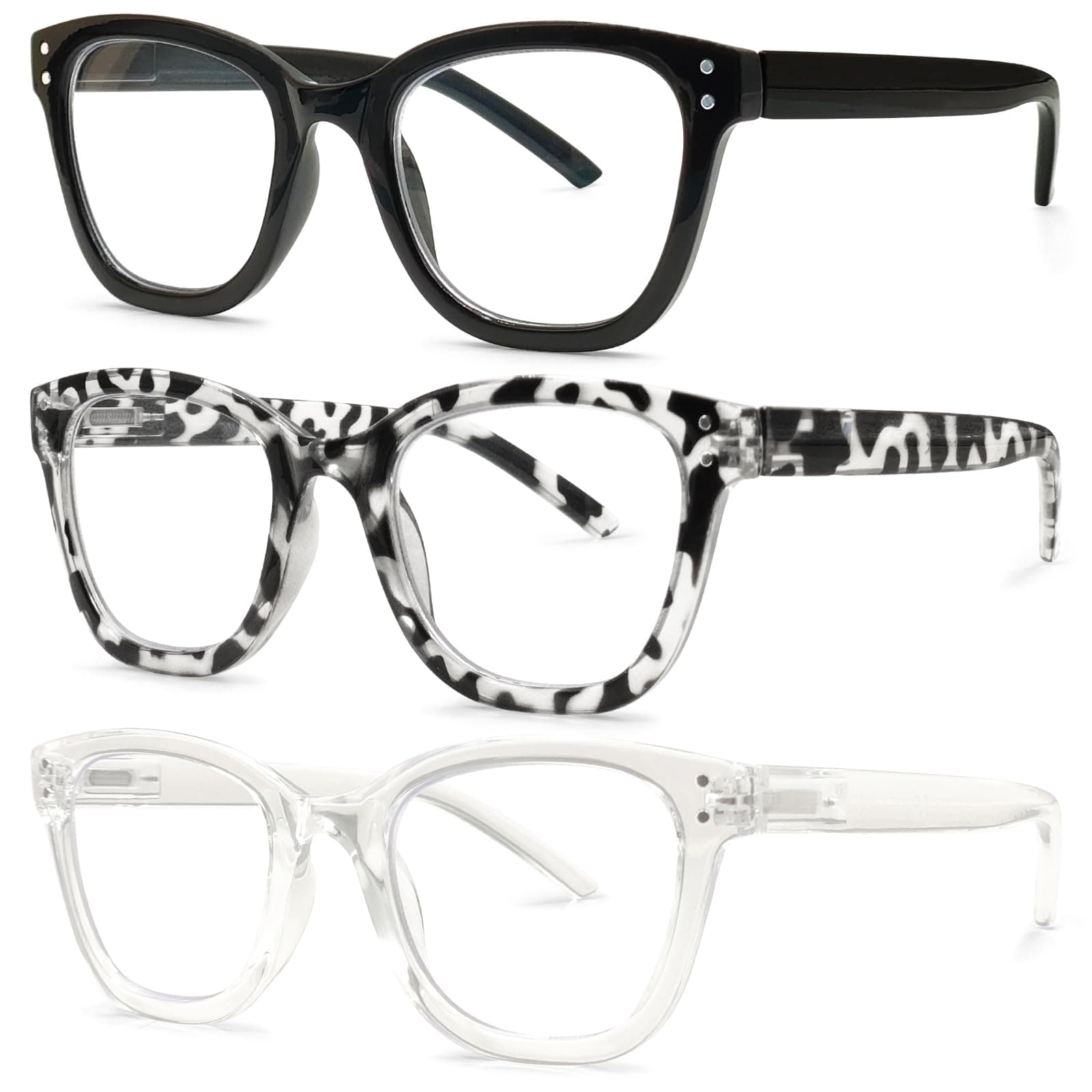 JOSCHOO Reading Glasses 6 Pack Blue Light Blocking Readers Spring Hinge Glasses for Reading for Men and Women (1.75, x) (3 Mix Clour-6, 2.0, x)