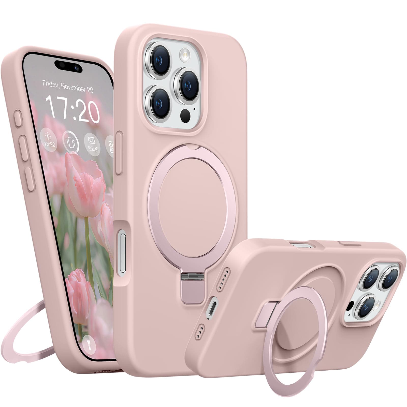 BENTIACC Liquid Silicone Magnetic Case for iPhone 16 Pro, Pink