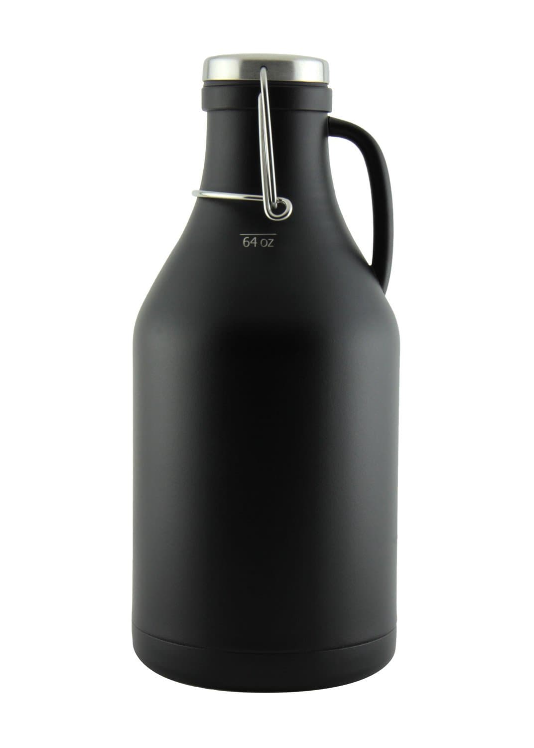 The Grizzly - 64 oz Double Wall Stainless Steel Flip Top Beer Growler - Black