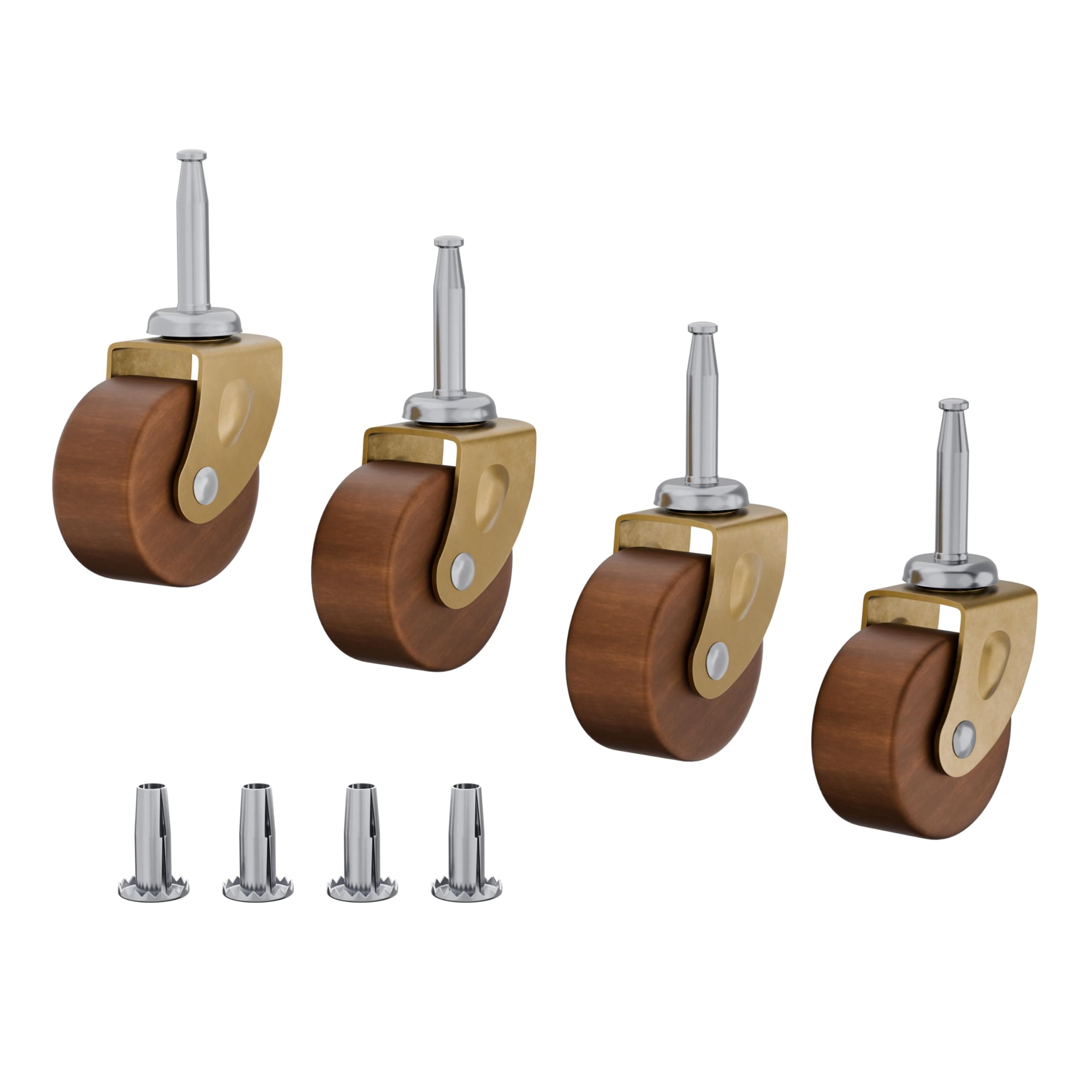Wood Furniture Caster Wheel | Diameter: 1 5/8" | Stem Caster Wheels for Table, Sofa, Chest, Dresser, Cabinet, Cart, Chair | Vintage Furniture Rollers | UA-321-CW (4)