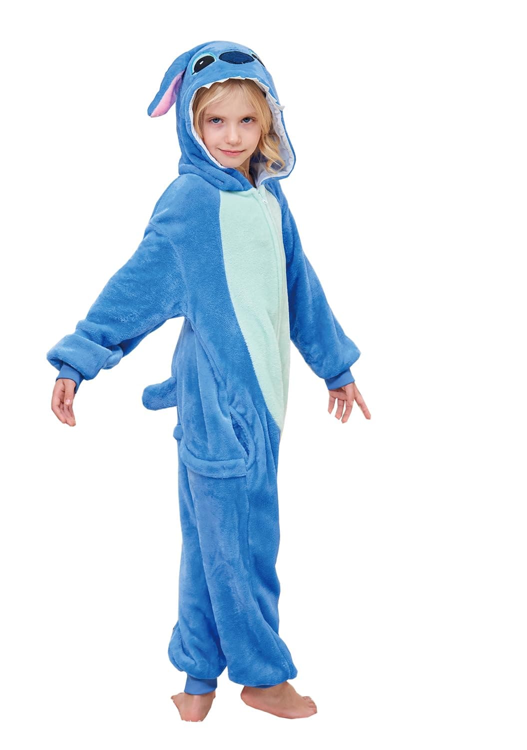 GENGZYMAS Unisex Kids Animal Onesie Pajamas Halloween Costume Blue 6 Years