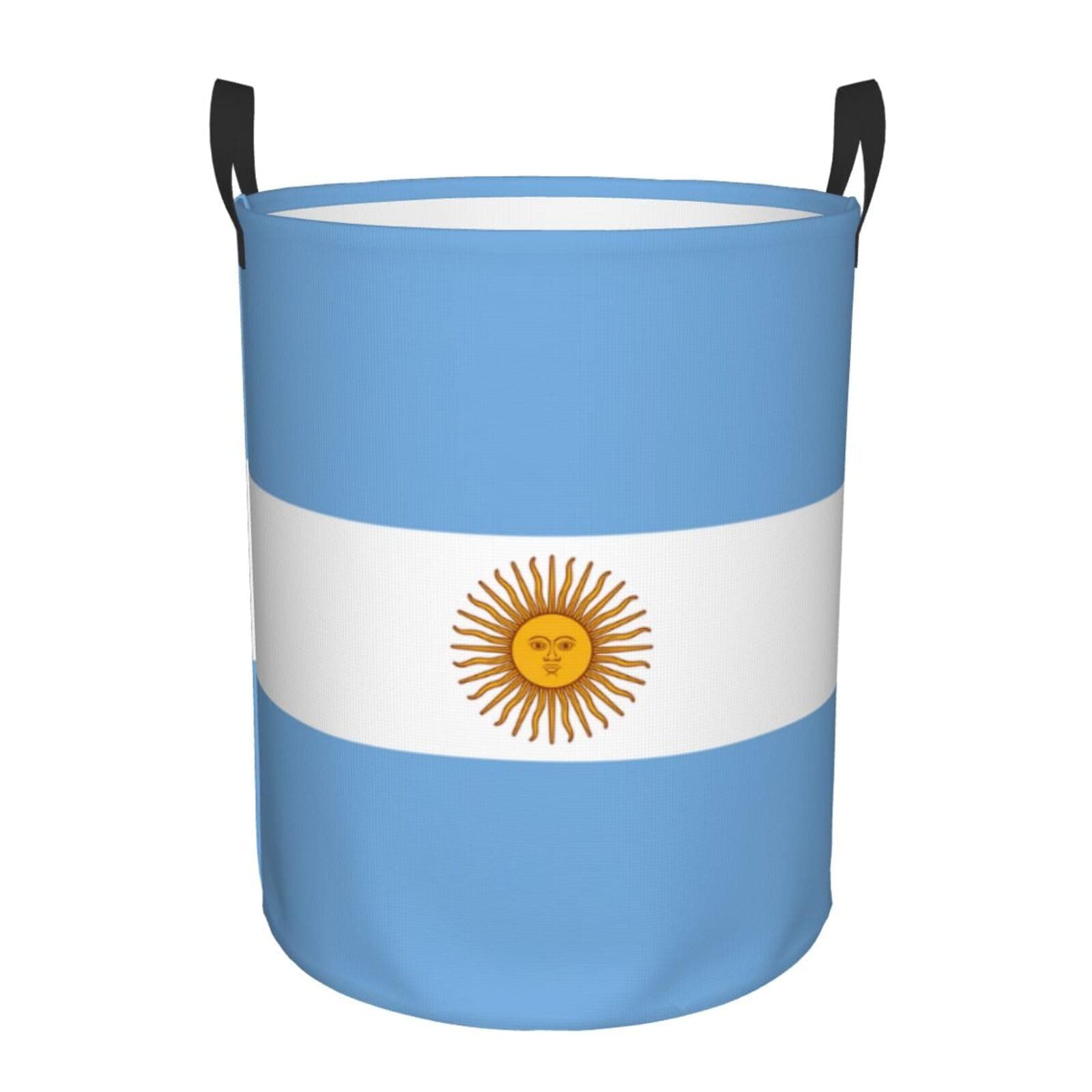 Argentine Flag Printing Personalized Circular Dirty Clothes Hamper-Standable Design Works In Bathroom & Closet