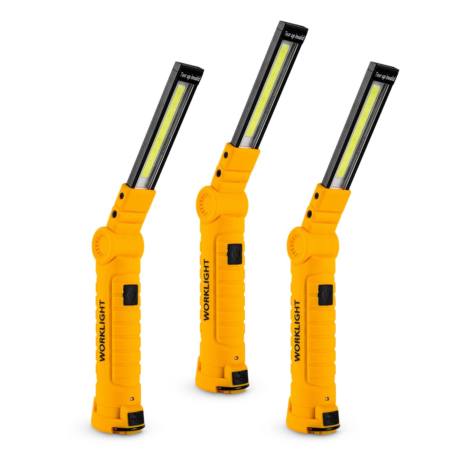 Lmaytech 3 Pack Rechargeable LED Work Lights with Magnetic Base and 360° Rotation, 5 Modes for BBQ, Camping, Reading, and Car Repair