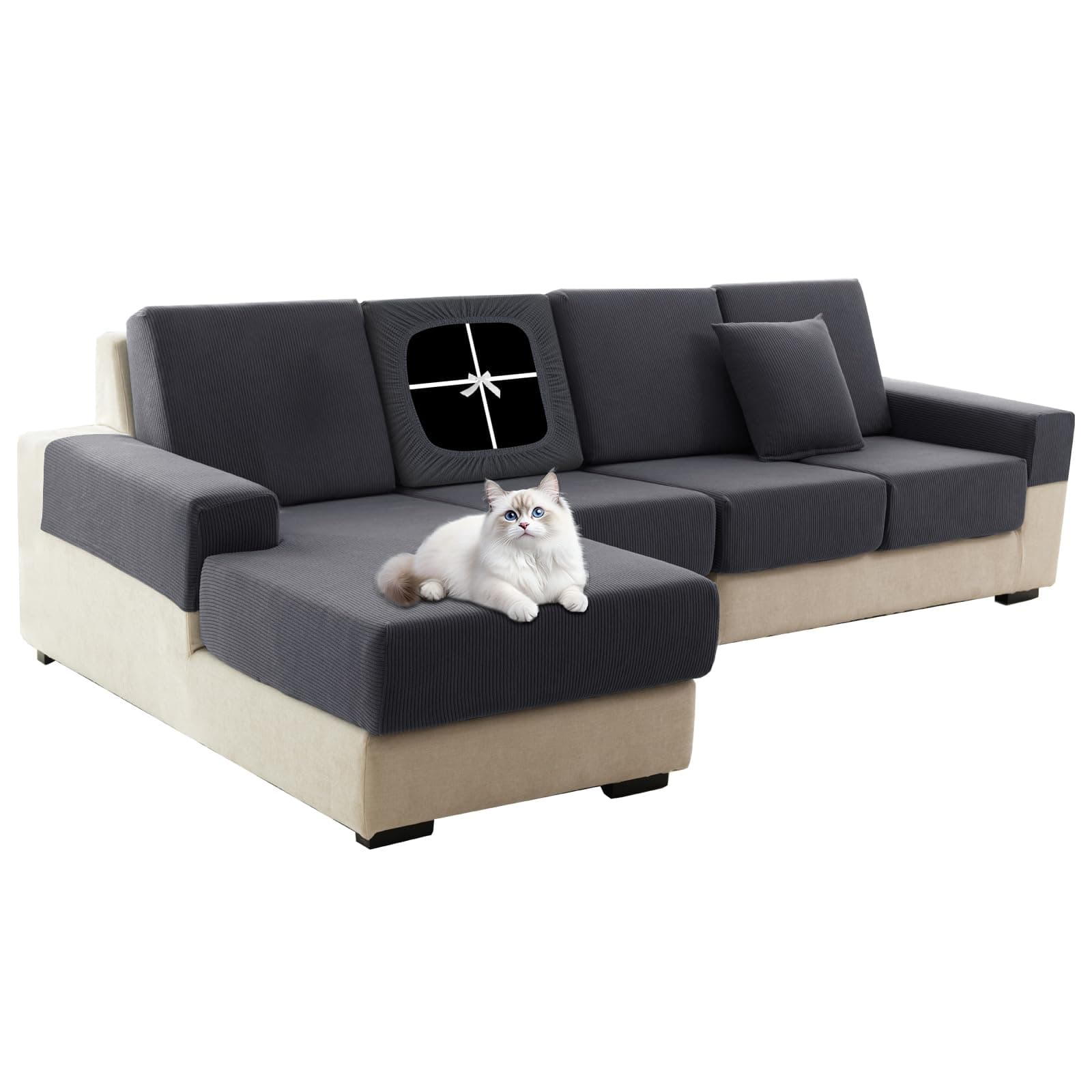 ZYXFYY Sofa Seat Cover Caravan Seat Cover Stretch Jacquard Non-Slip RV Dinette Cushion Covers Couch Cushion Covers for Camper Sofa Bench (Dark Gray,W 37-53, D 26-37 in Seat)