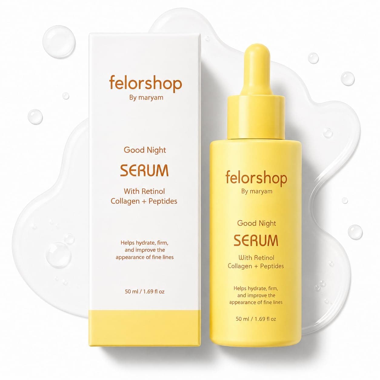 FelorShop Collagen Serum with Retinol & Peptides, Anti-Aging Serum, 50ml