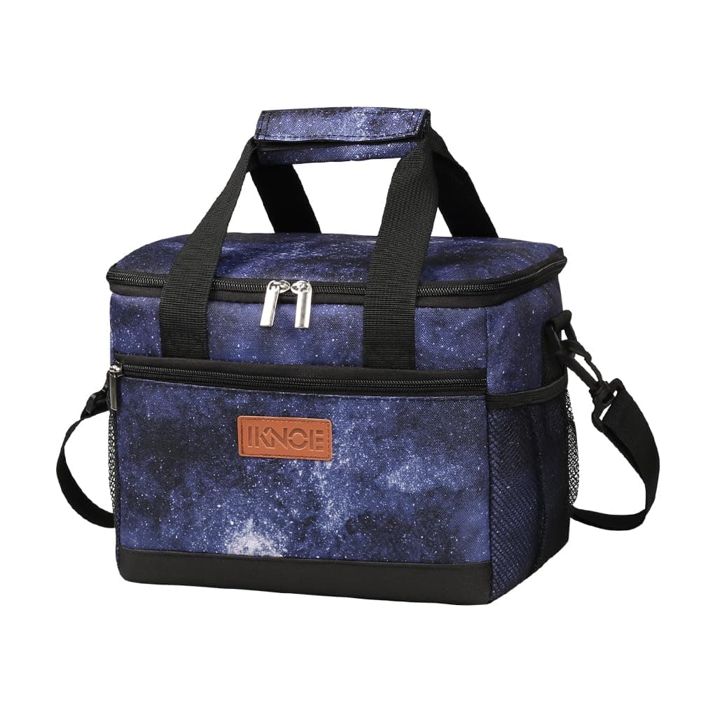 iknoe Insulated Lunch Bag, Foldable 8.5L Cooler Bag for Men & Women Galaxy