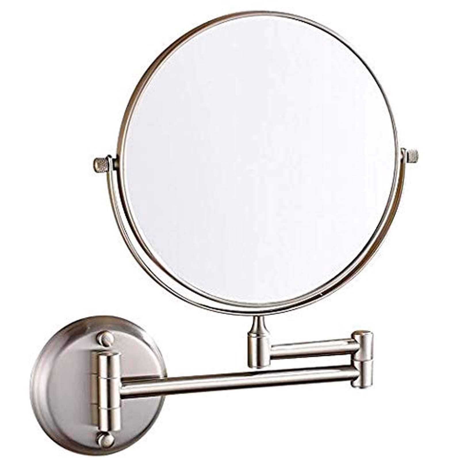 Wall Mounted Mirror, Travel Cosmetic Mirror, Hd Flat Mirror, Round Make Up Mirror, 360 Rotation for Makeup, Shaving(Nickel)