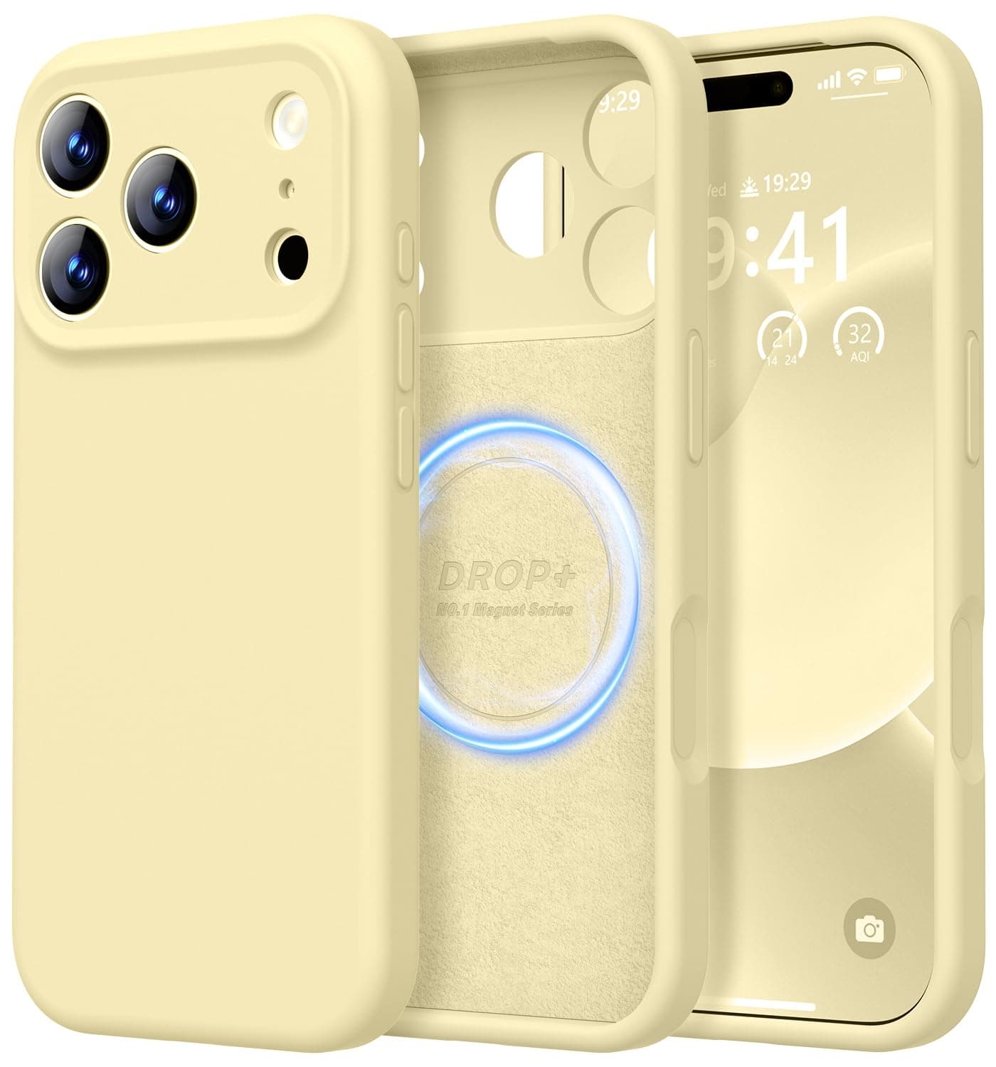 LOVE 3000 Designed for iPhone 17 Pro Case, Premium Silicone [Compatible with Magsafe][Soft Anti-Scratch Microfiber Lining] Shockproof Protective Phone Case for Men Women 6.3", Creamy Yellow