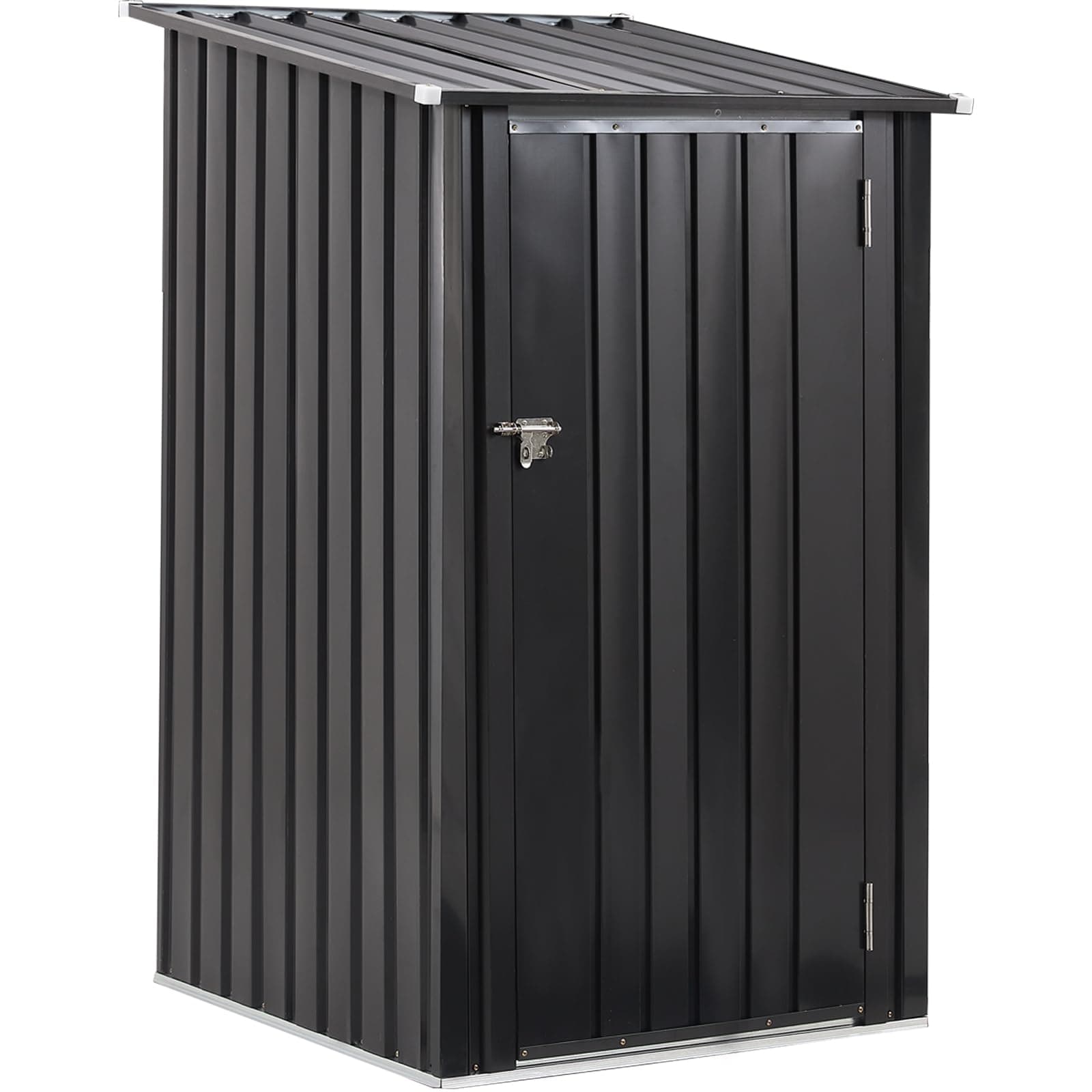 SPOFLYINN Multifunctional Garden Shed with Tilted Roof UV Resistant Weather-Resistant Shed Storage House Steel Utility Tool for Home Decoration Dark Gray