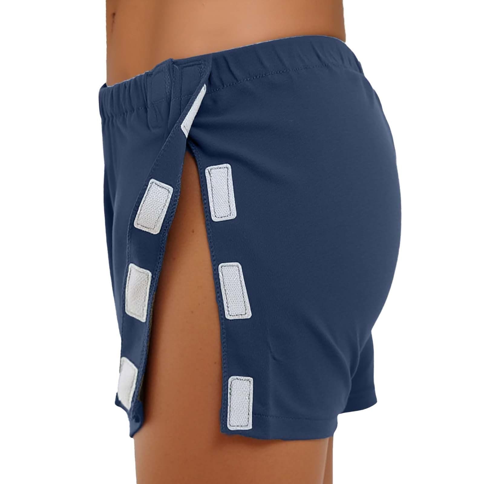 Boxer Shorts Men's Side Opening Tear-Off Care Underwear for Men After Surgery, Plain Cotton Briefs for Elderly, Easy to Put on and Take Off, blue, L