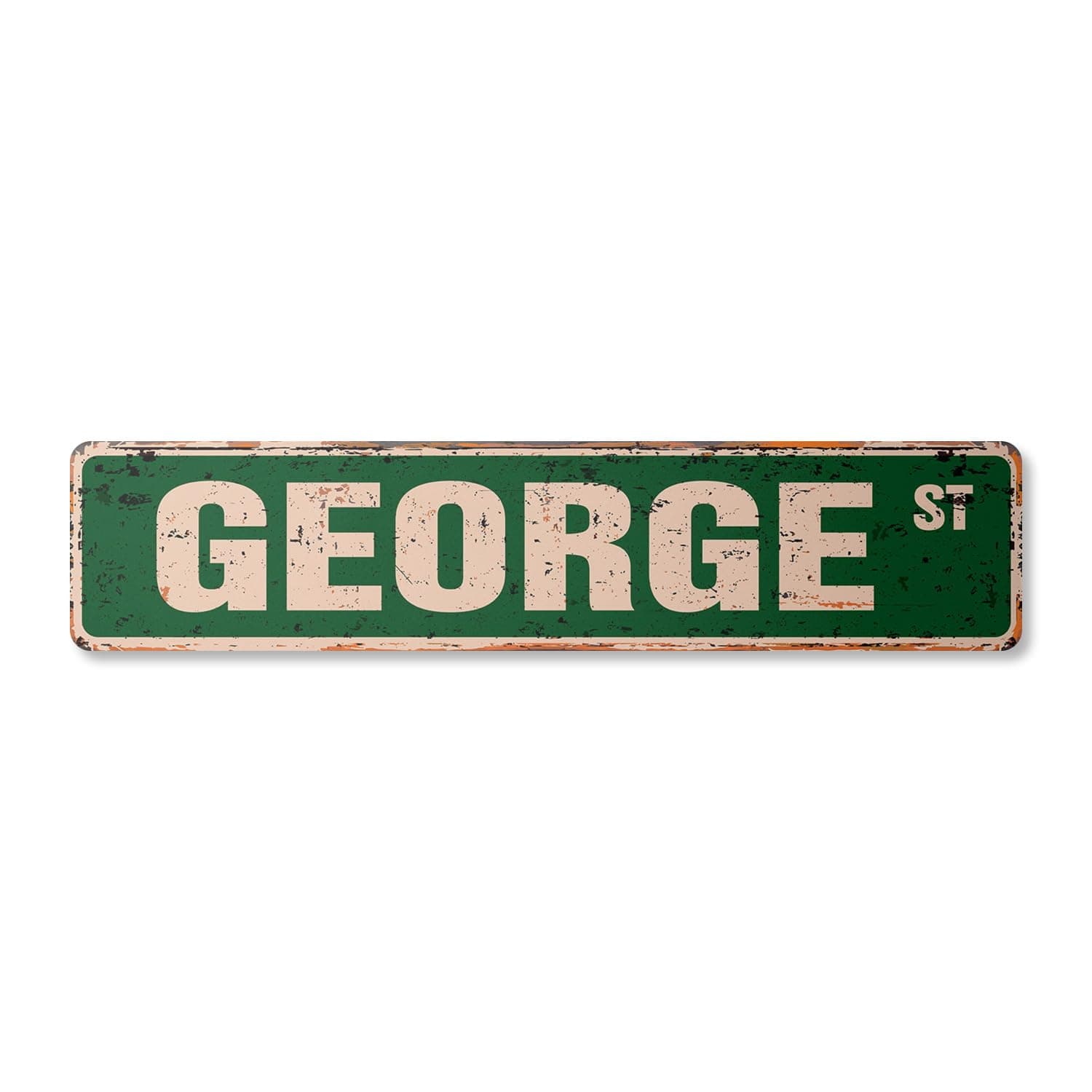 George Vintage Aluminum Street Sign Childrens Name Room Metal Sign Rustic Metal tin | Indoor/Outdoor | 18" Wide