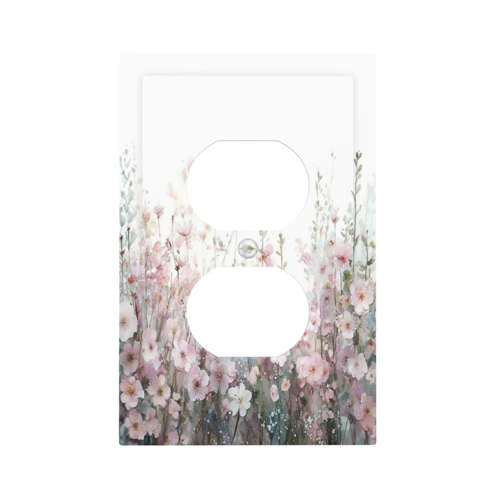 Nadoabtm Outlet Covers Colorful Flowers Pink Floral Romantic Wildflower Plants 1 Gang Duplex Electrical Receptacle Faceplate Light Switch Cover Wall Plate Decorative Switch Plates for Bedroom Home