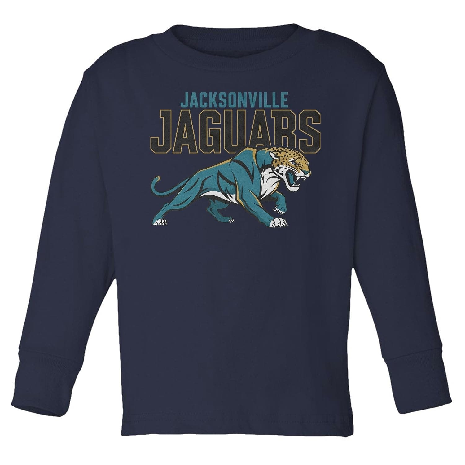 Vintage Jaguar Game Day Sports Fans Tribute Toddler Long Sleeve Tshirt (Navy, 2T)