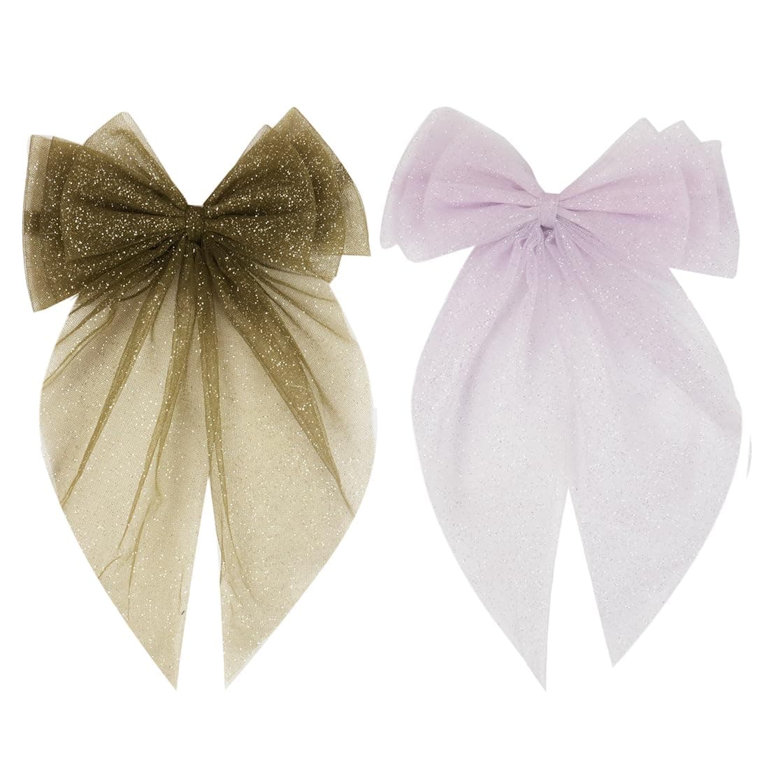 Radhu & Kabby Hair Bows for Women/Girls | Anti-Hair Fall | Girls Net Tail Hairbow | Clips Hair Accessories | Pack of 2 | Hand made Netbows | Dark Green & purple
