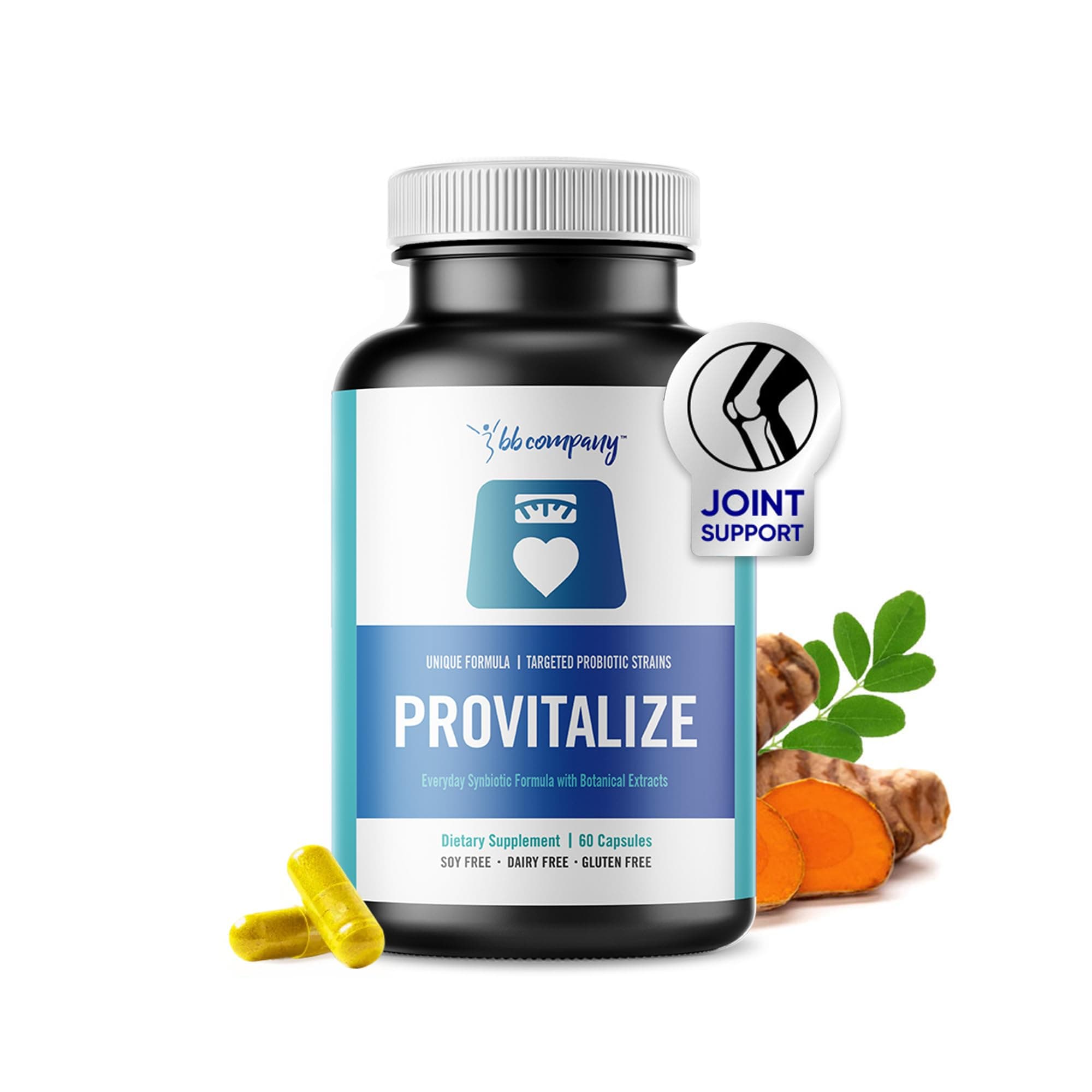 BB Company Provitalize | Probiotics for Women Digestive Health, Menopause, Joint Support | Sexy Midsection Curves, Bloat | Turmeric Curcumin Moringa | Vegetarian & Gluten-Free | Ages 40+ | 60 Ct