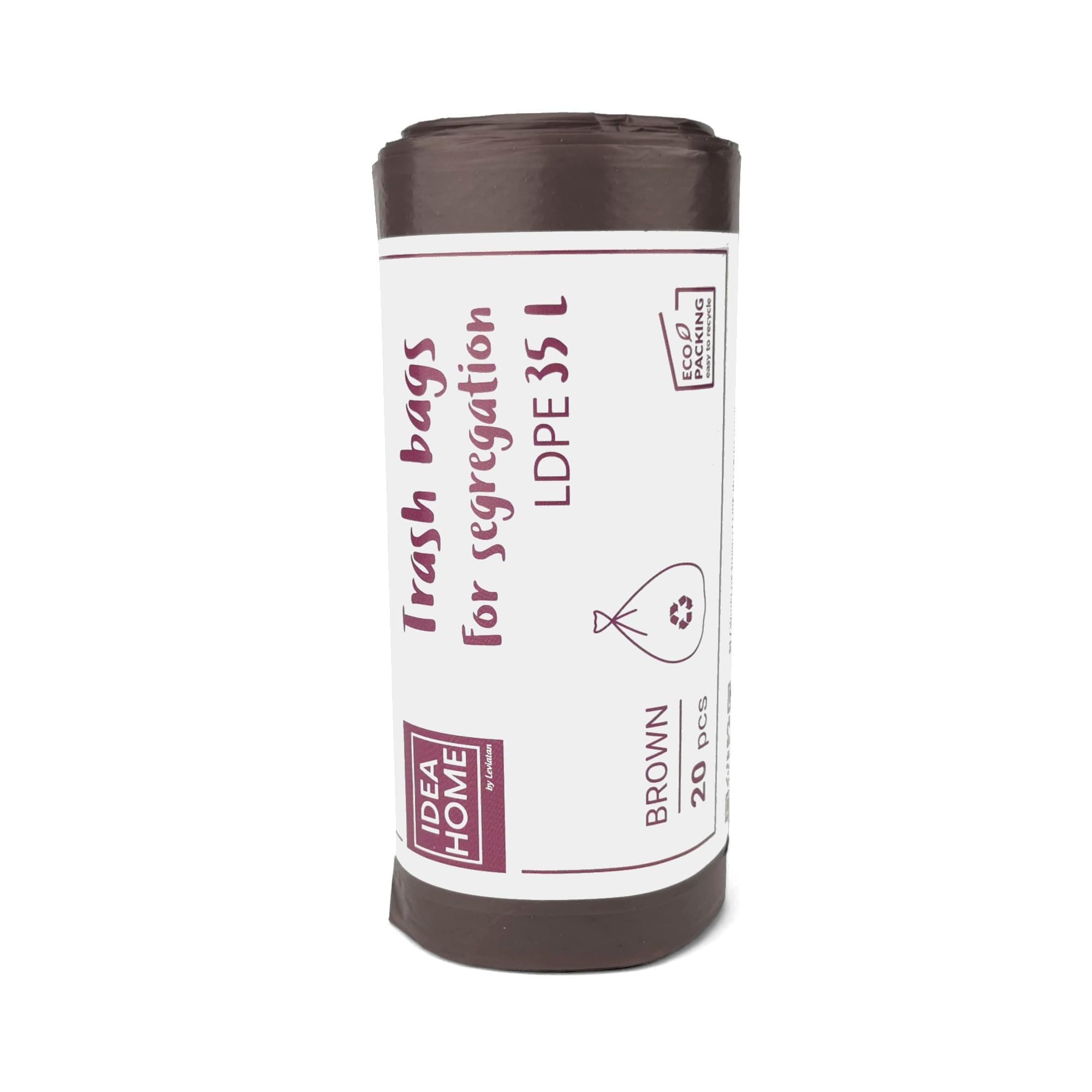 D.RECT Bin Bags 35L - Bin Liners 20 Pieces - Rubbish Bags - Bin Bag Perfect for Everyday Use, Household, Office, Kitchen & Caterers, Brown