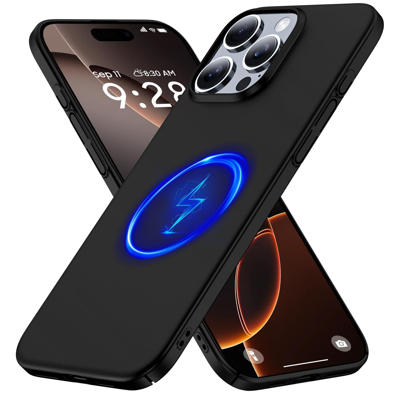 GRECAZO Magnetic Ultra Thin Frosted Designed for iPhone 16 Pro Max Phone Case 6.9 inch(2024) Slim Minimalist Lightweight Matte Hard PC Cover Protective Bumper Case-Black