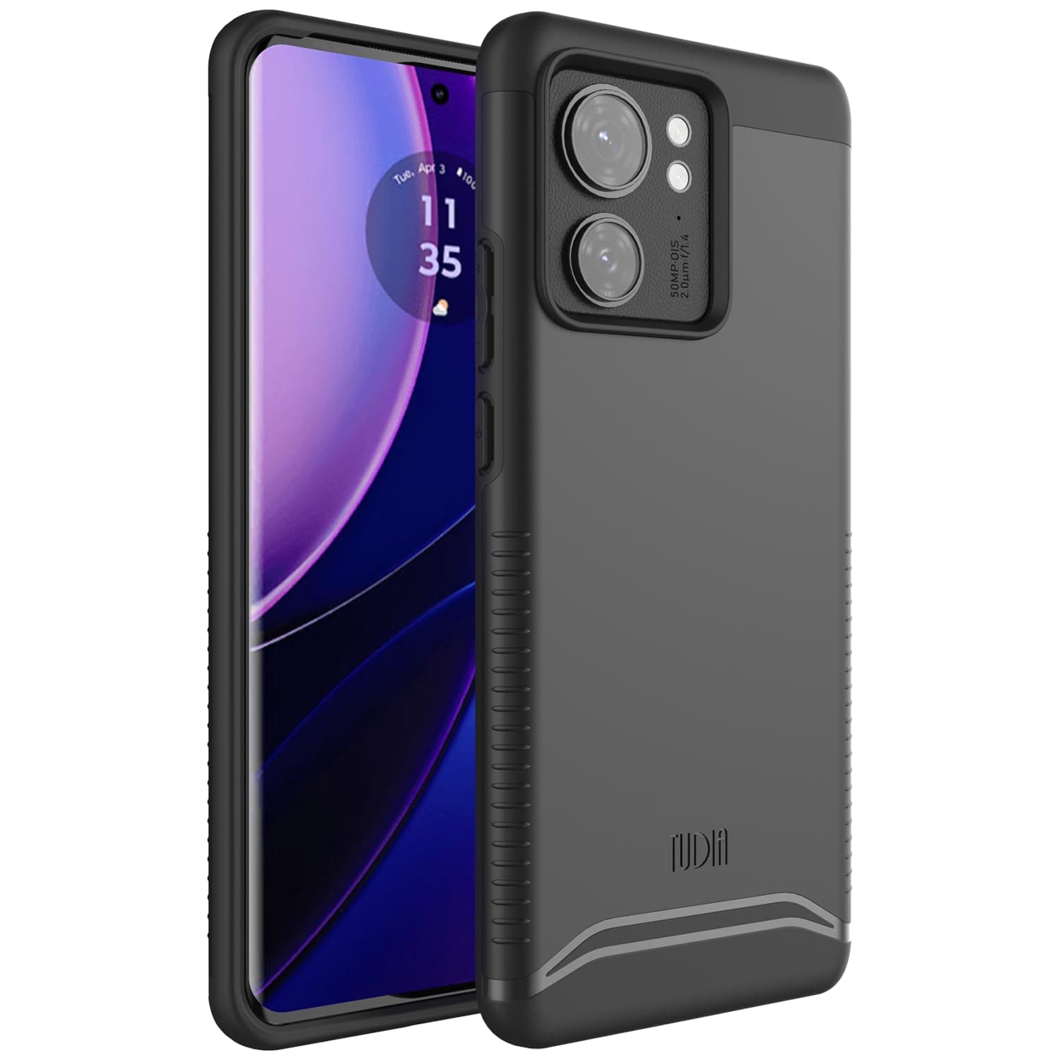 TUDIA DualShield Designed for Motorola Edge 2023 Case, [Merge] Military Grade Dual Layer Shockproof Slim Tough Heavy Duty Protective Phone Case Cover - Matte Black